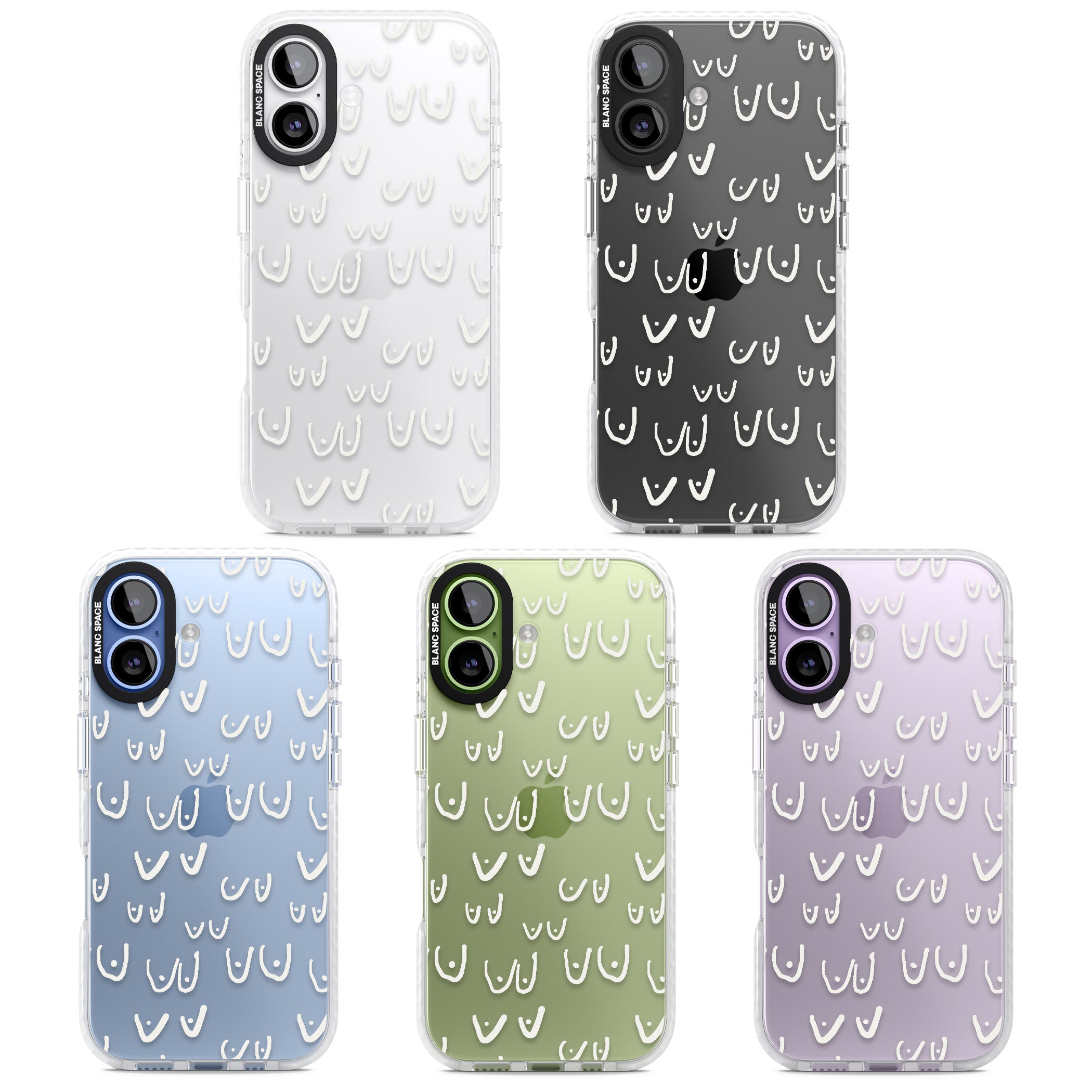 Boob Pattern (White) iPhone 17 Impact Clear Phone Case APT Impact Protection