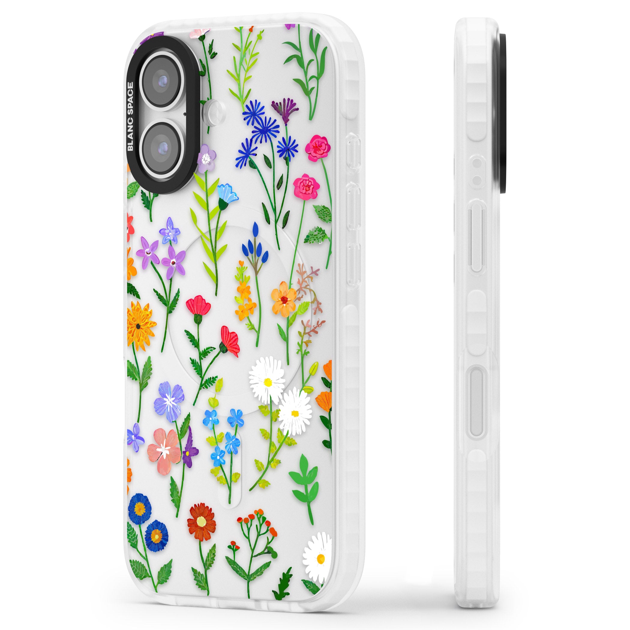Wildflower Garden iPhone 17 Impact Clear Phone Case Side Profile