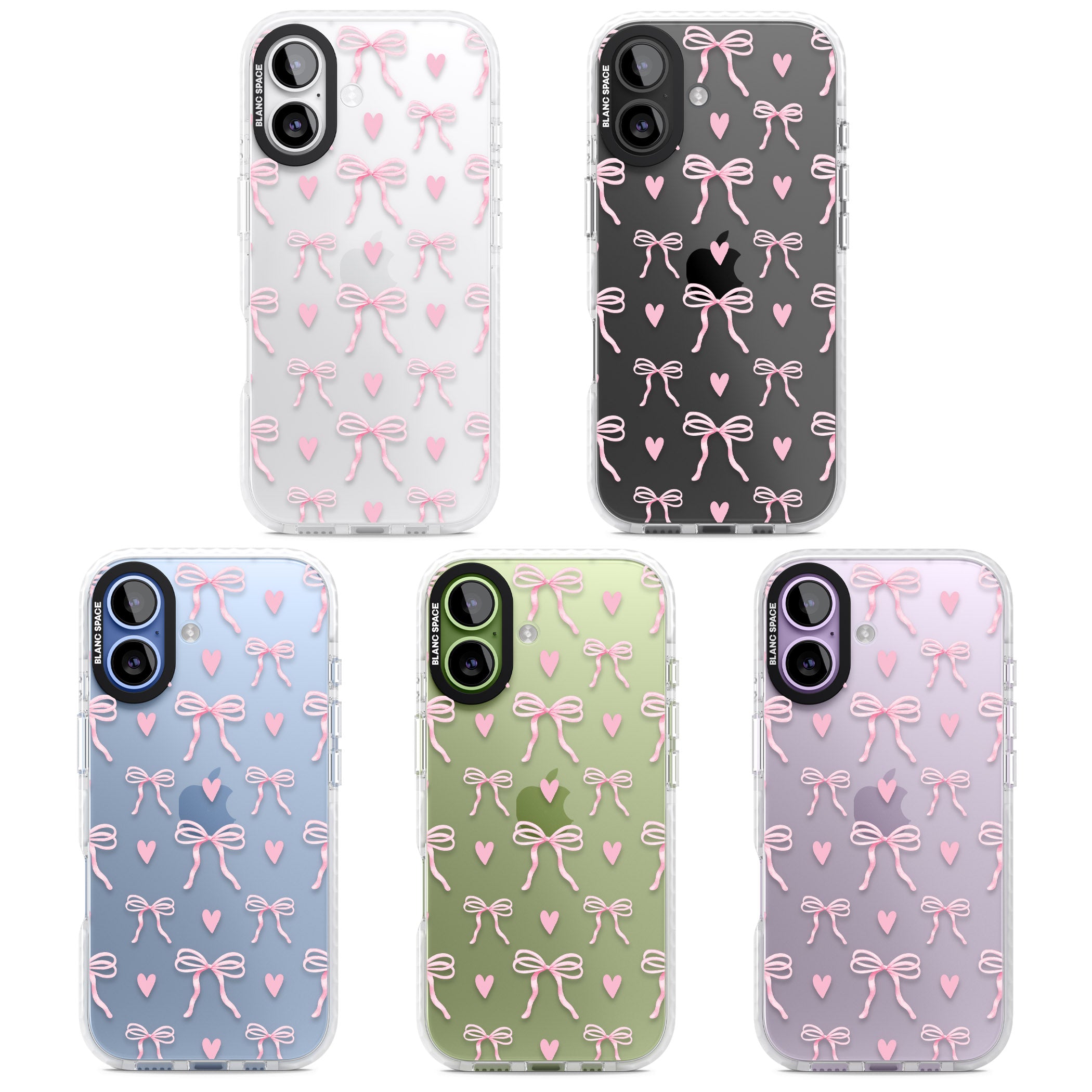 Pink Bows & Hearts iPhone 17 Impact Clear Phone Case APT Impact Protection
