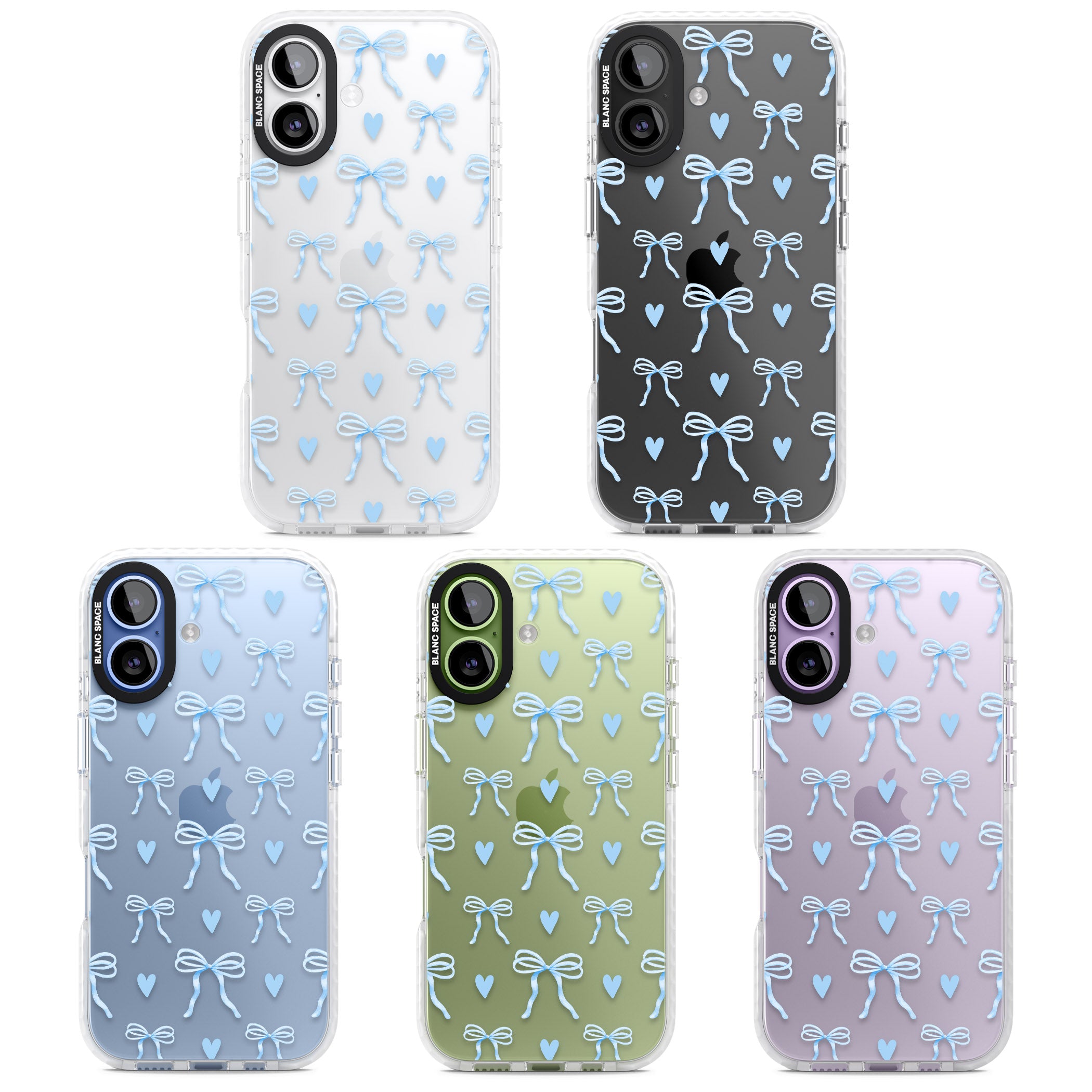 Blue Bows & Hearts iPhone 17 Impact Clear Phone Case APT Impact Protection