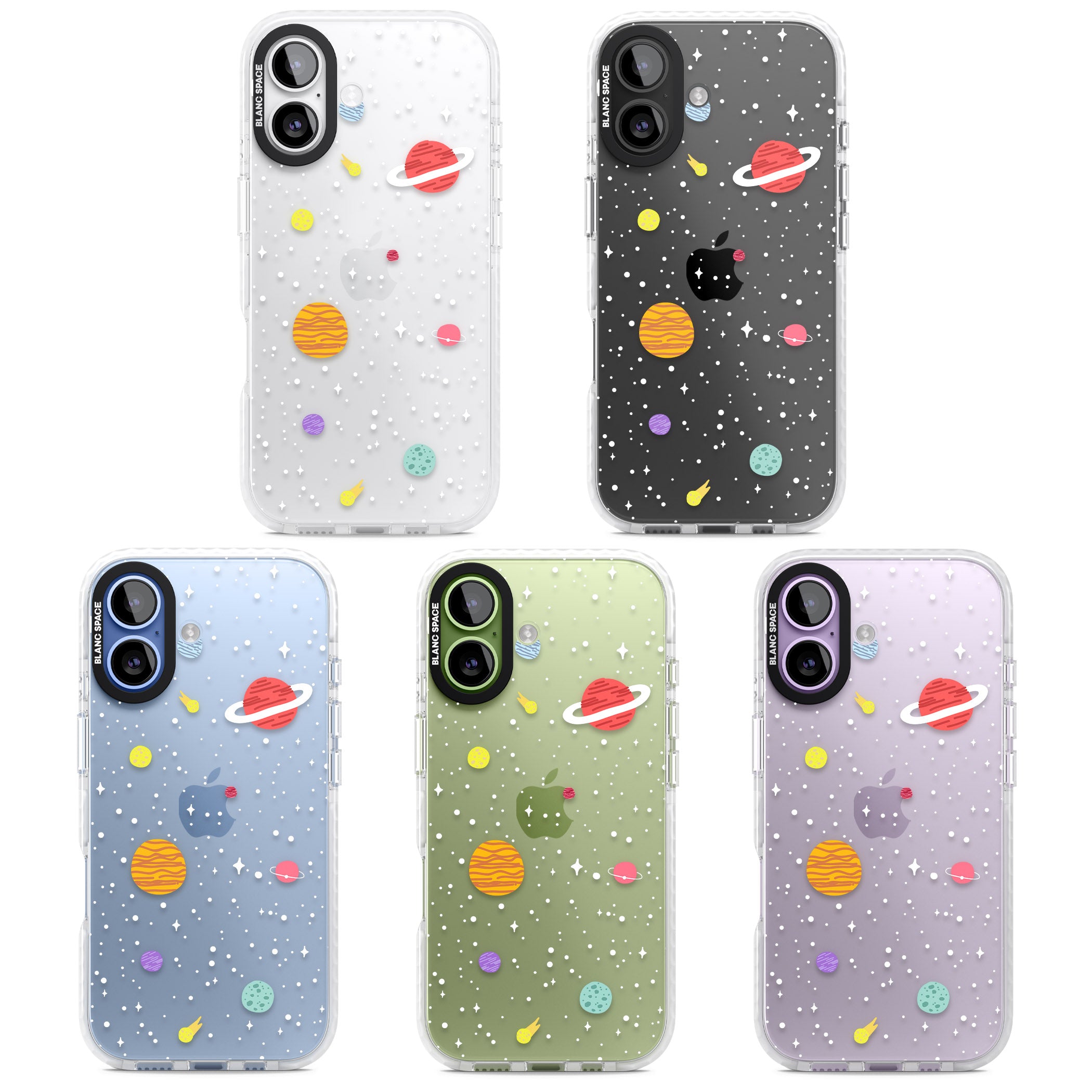 Cute Cartoon Planets (Clear) iPhone 17 Impact Clear Phone Case APT Impact Protection
