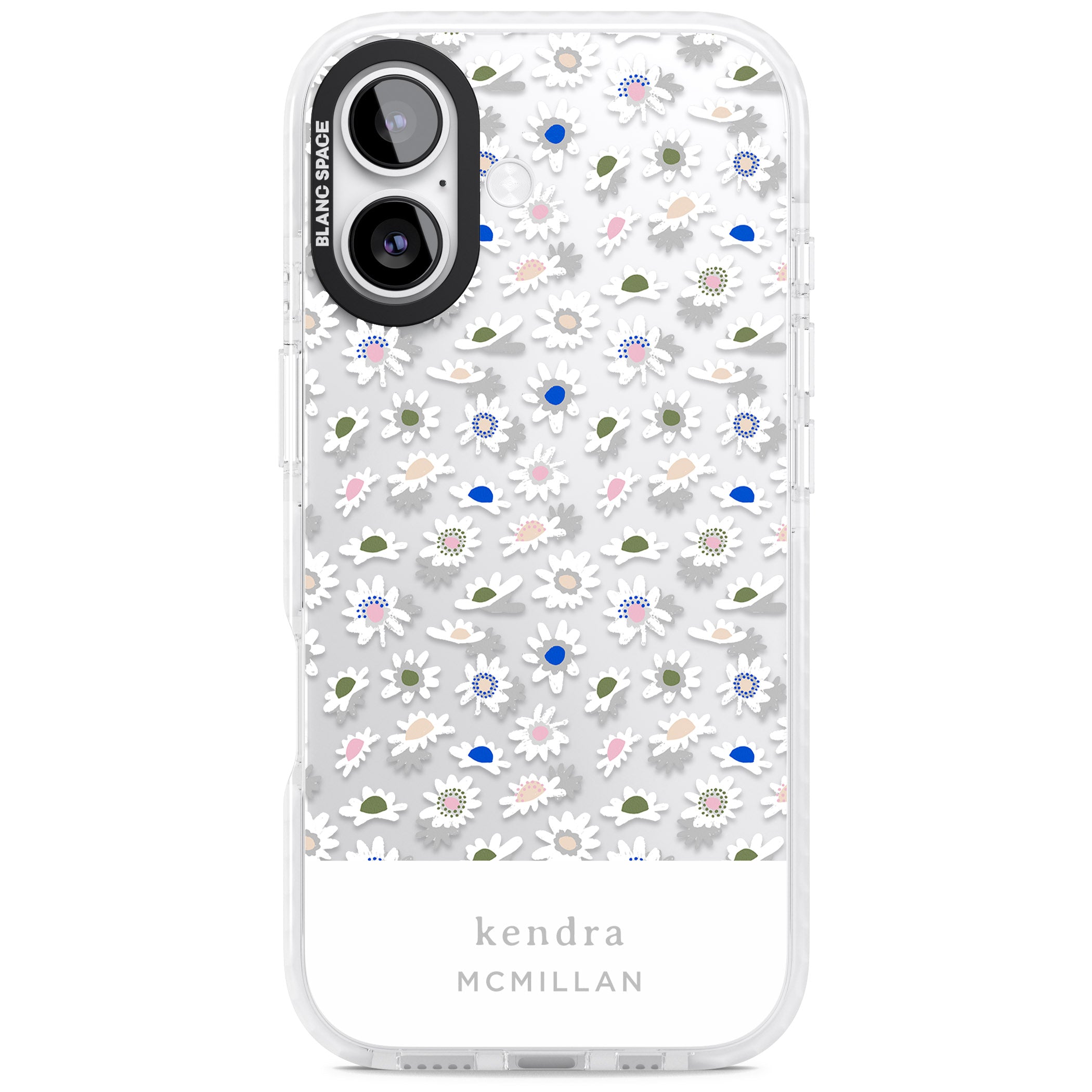 Personalised Grey & White Daisies iPhone 17 Impact Clear Phone Case