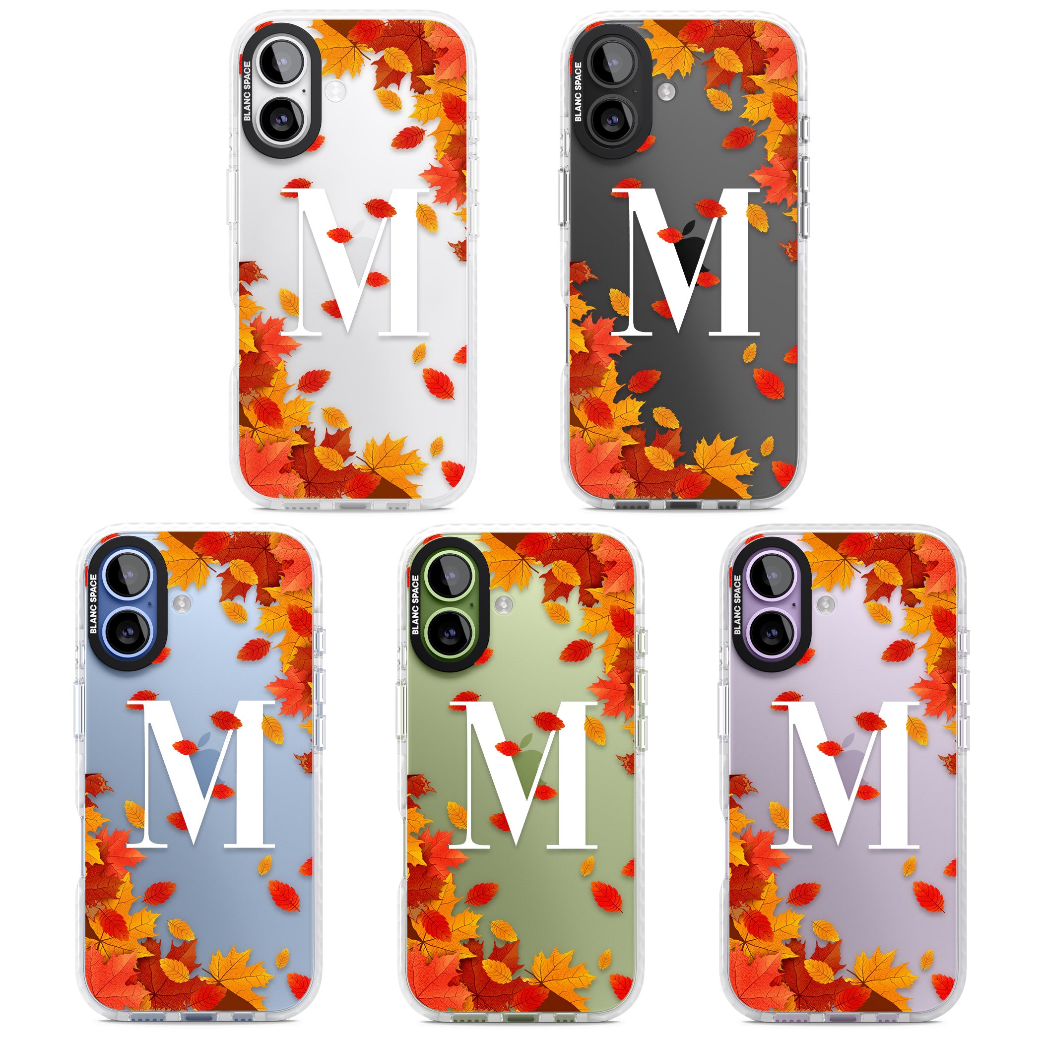 Personalised Autumn Leaves Monogram iPhone 17 Impact Clear Phone Case APT Impact Protection