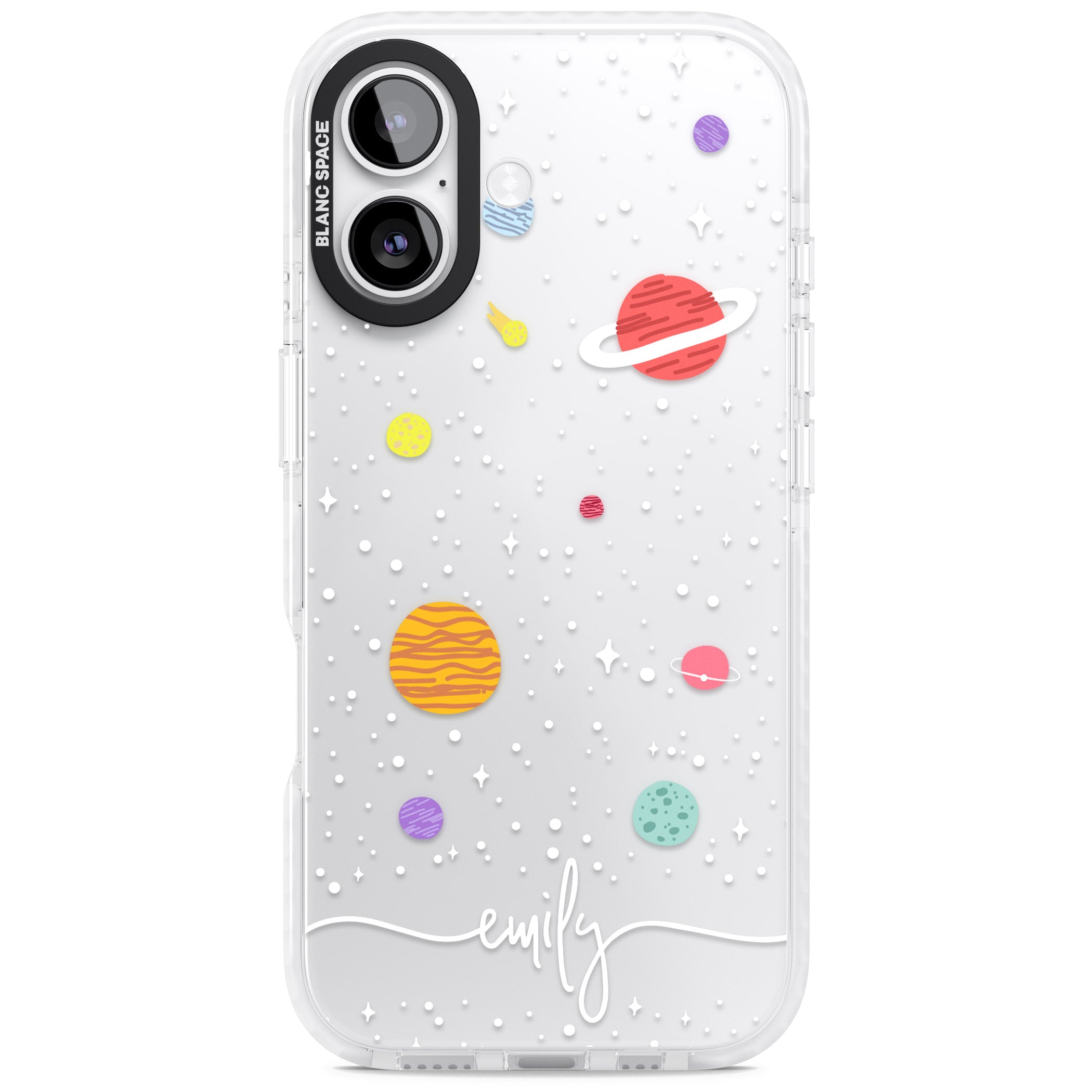 Personalised Cute Cartoon Planet (Clear) iPhone 17 Impact Clear Phone Case