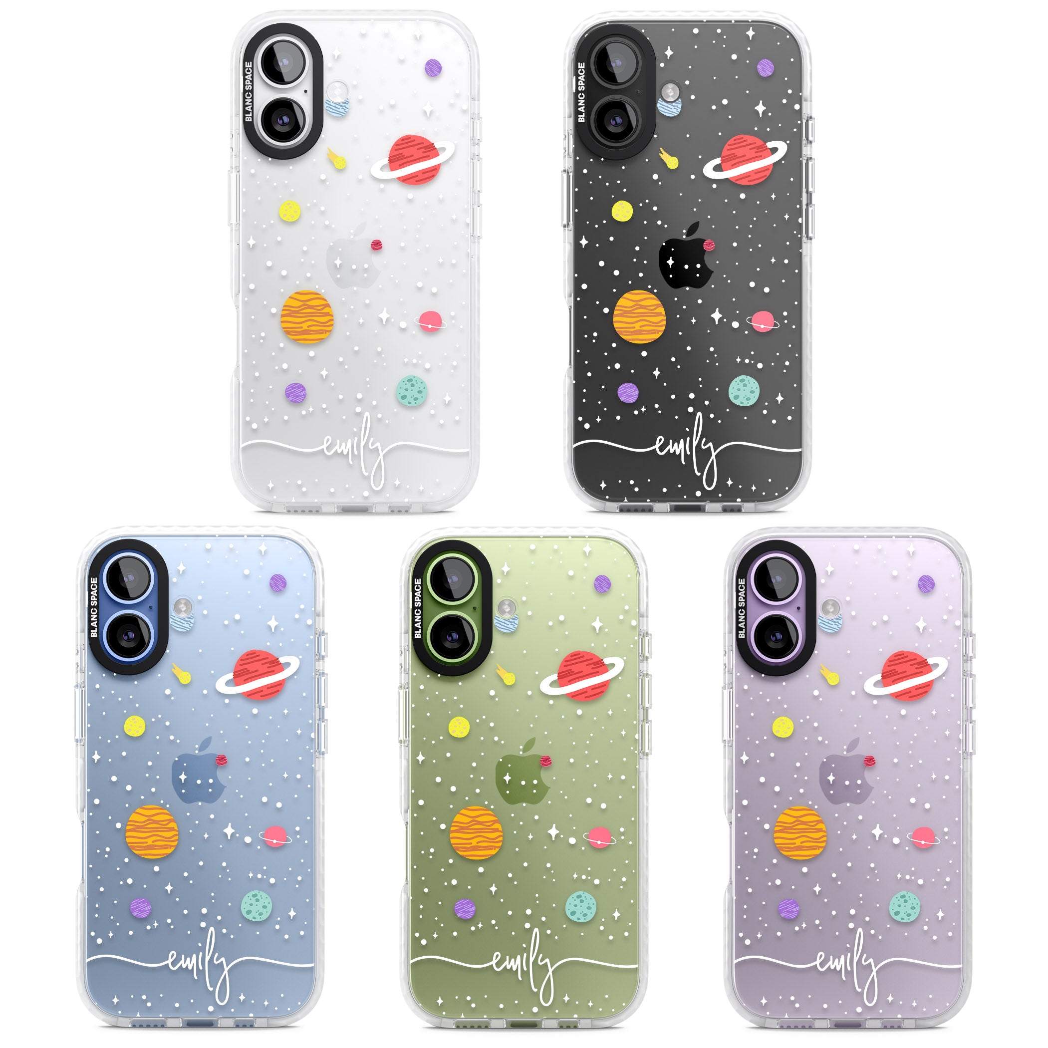 Personalised Cute Cartoon Planet (Clear) iPhone 17 Impact Clear Phone Case APT Impact Protection