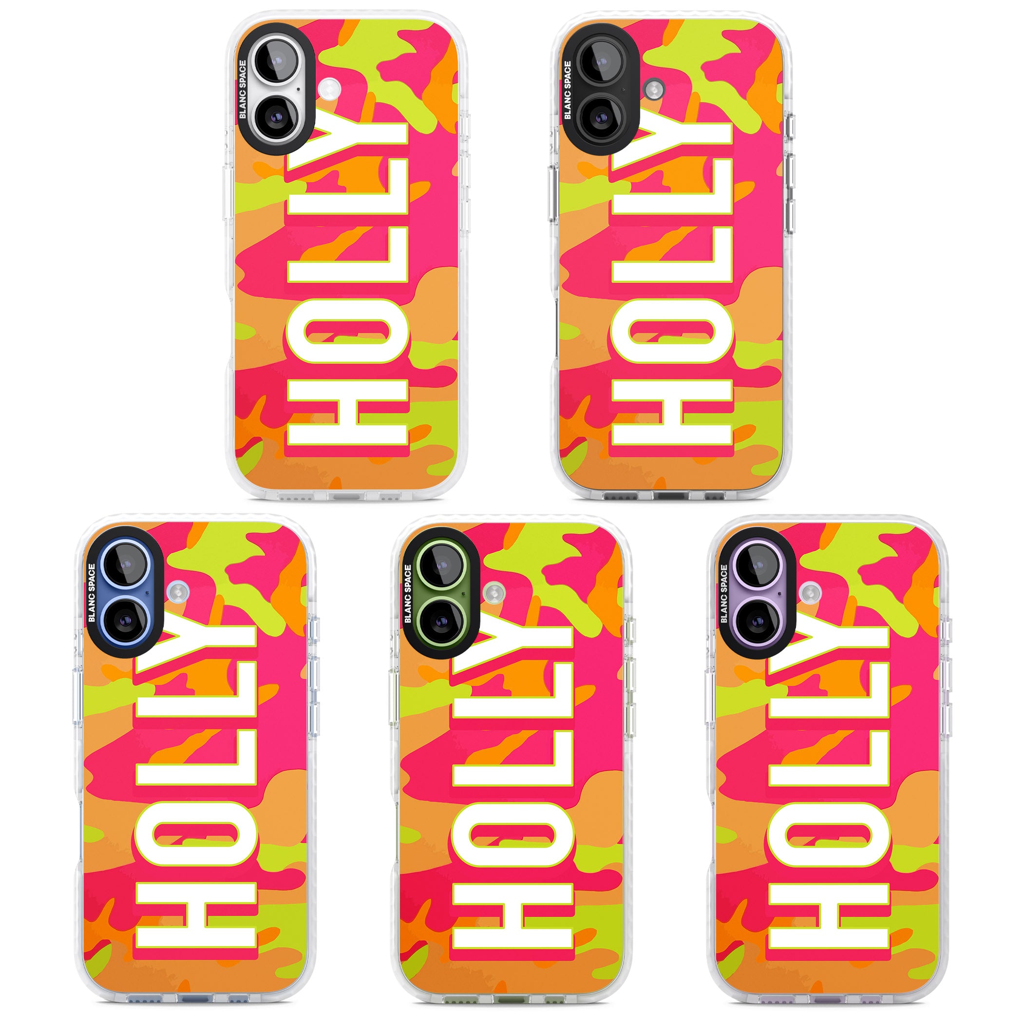 Personalised Bold Neon Camo iPhone 17 Impact Clear Phone Case APT Impact Protection