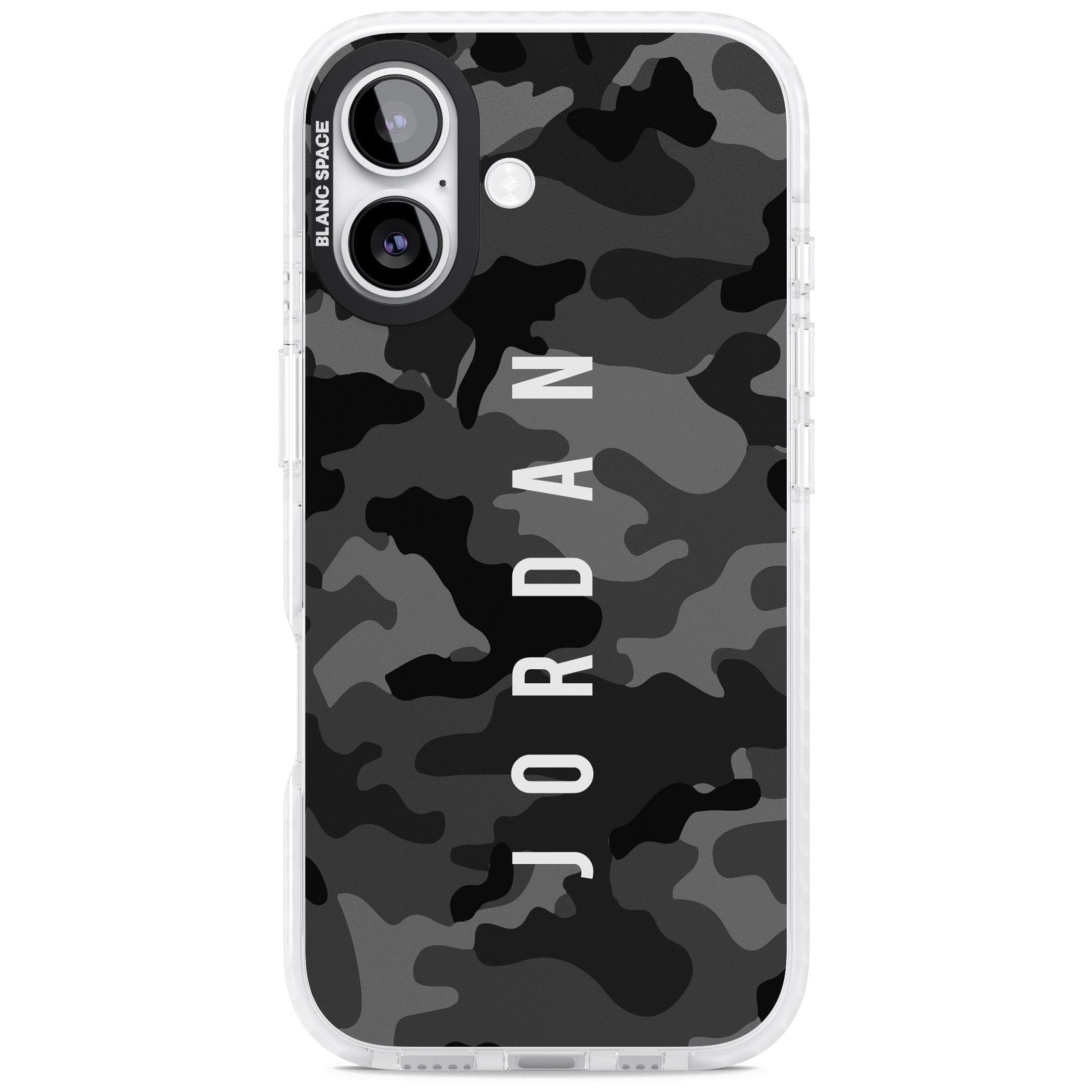Personalised Black Camouflage Name iPhone 17 Impact Clear Phone Case