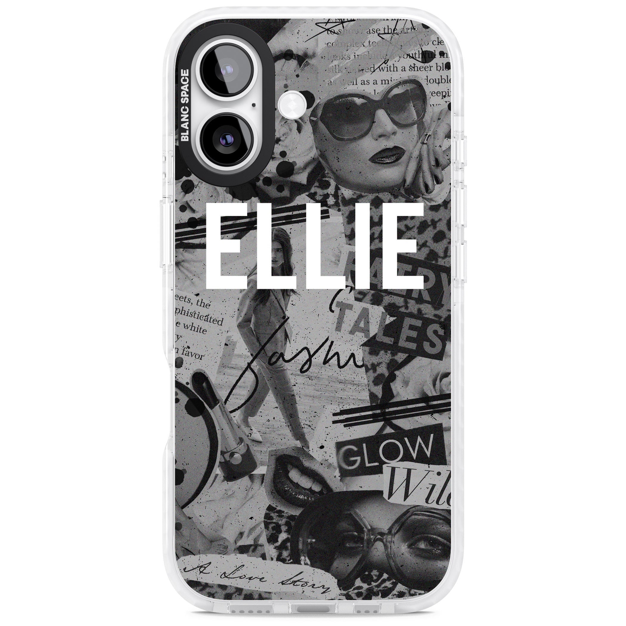 Personalised Grey Scale Vintage Collage iPhone 17 Impact Clear Phone Case