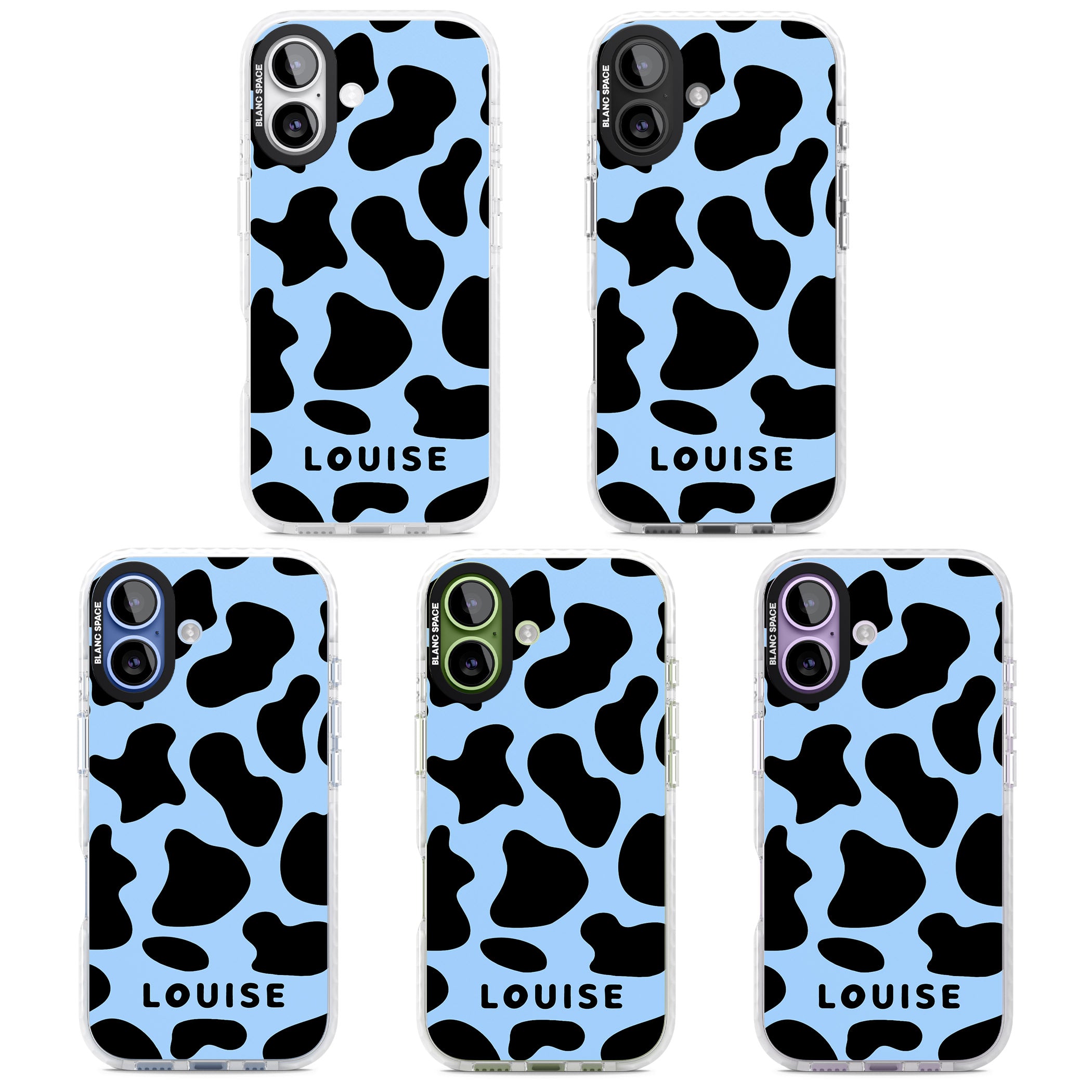 Personalised Blue And Black Cow Print iPhone 17 Impact Clear Phone Case APT Impact Protection