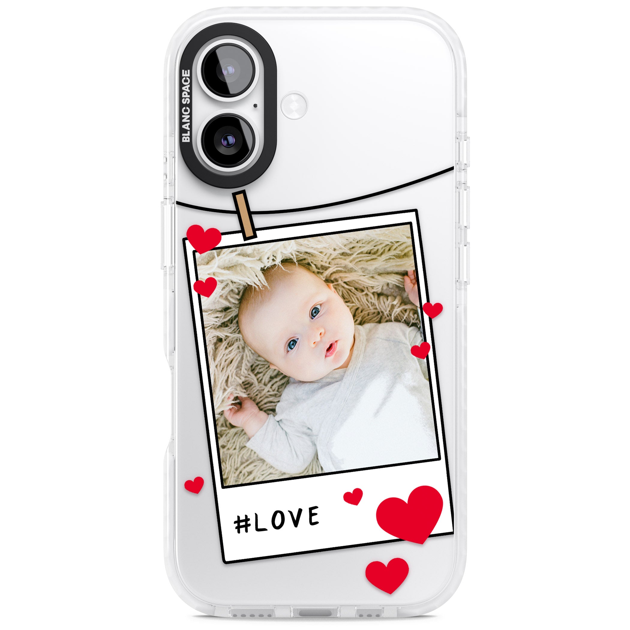 Personalised Paperclip & Hearts Instant Camera Photo iPhone 17 Impact Clear Phone Case