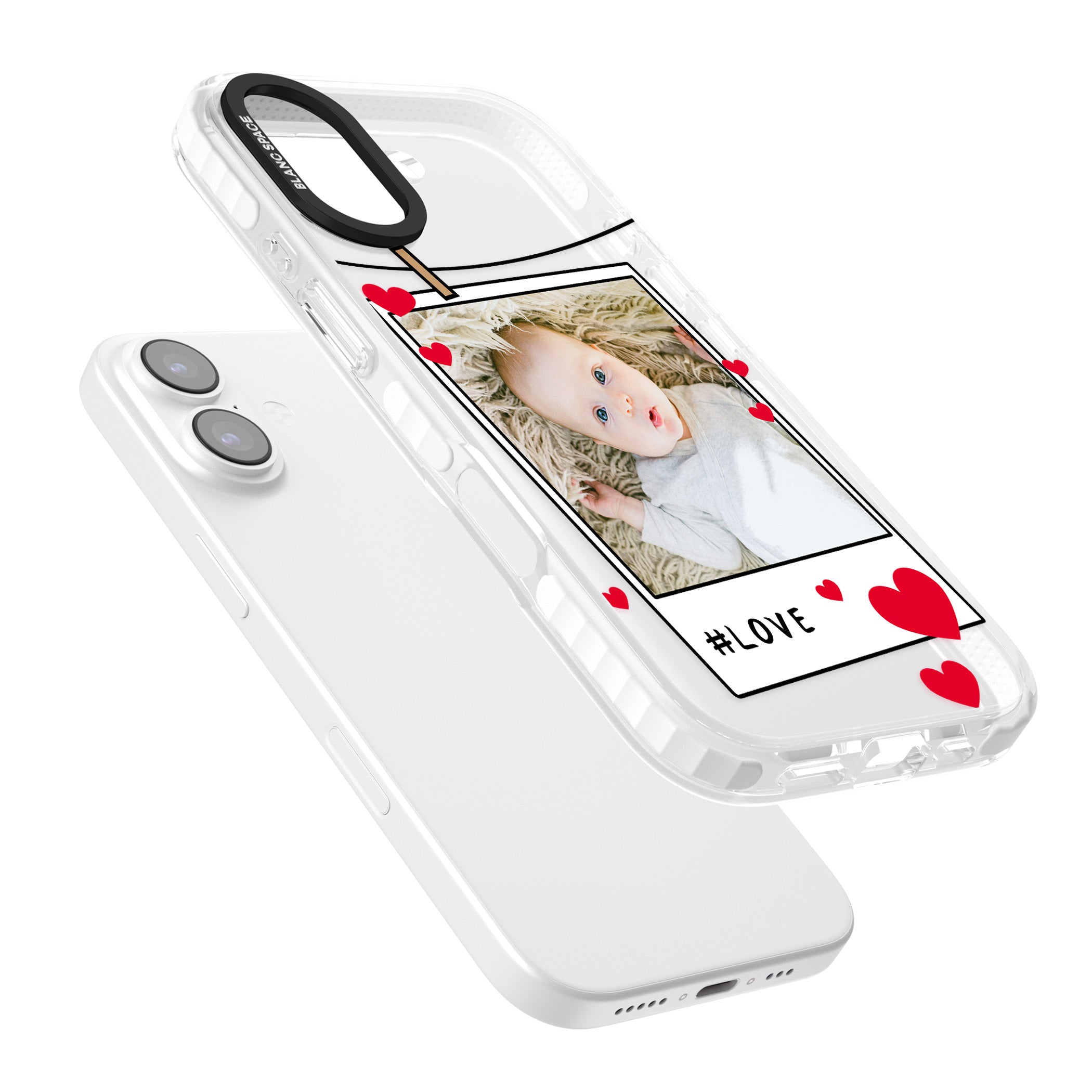 Personalised Paperclip & Hearts Instant Camera Photo iPhone 17 Impact Clear Phone Case Colours