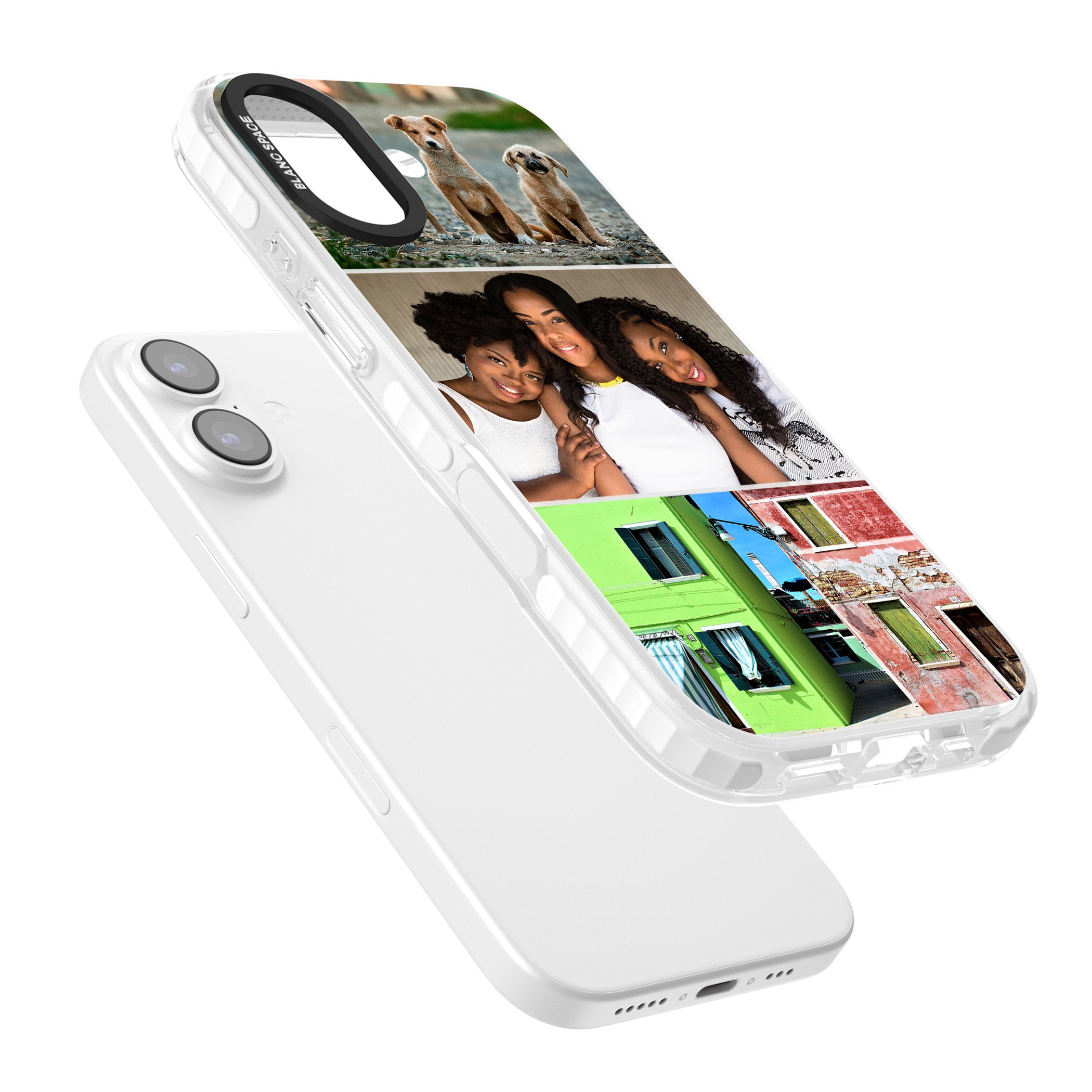 Personalised 3 Photo Grid iPhone 17 Impact Clear Phone Case Colours