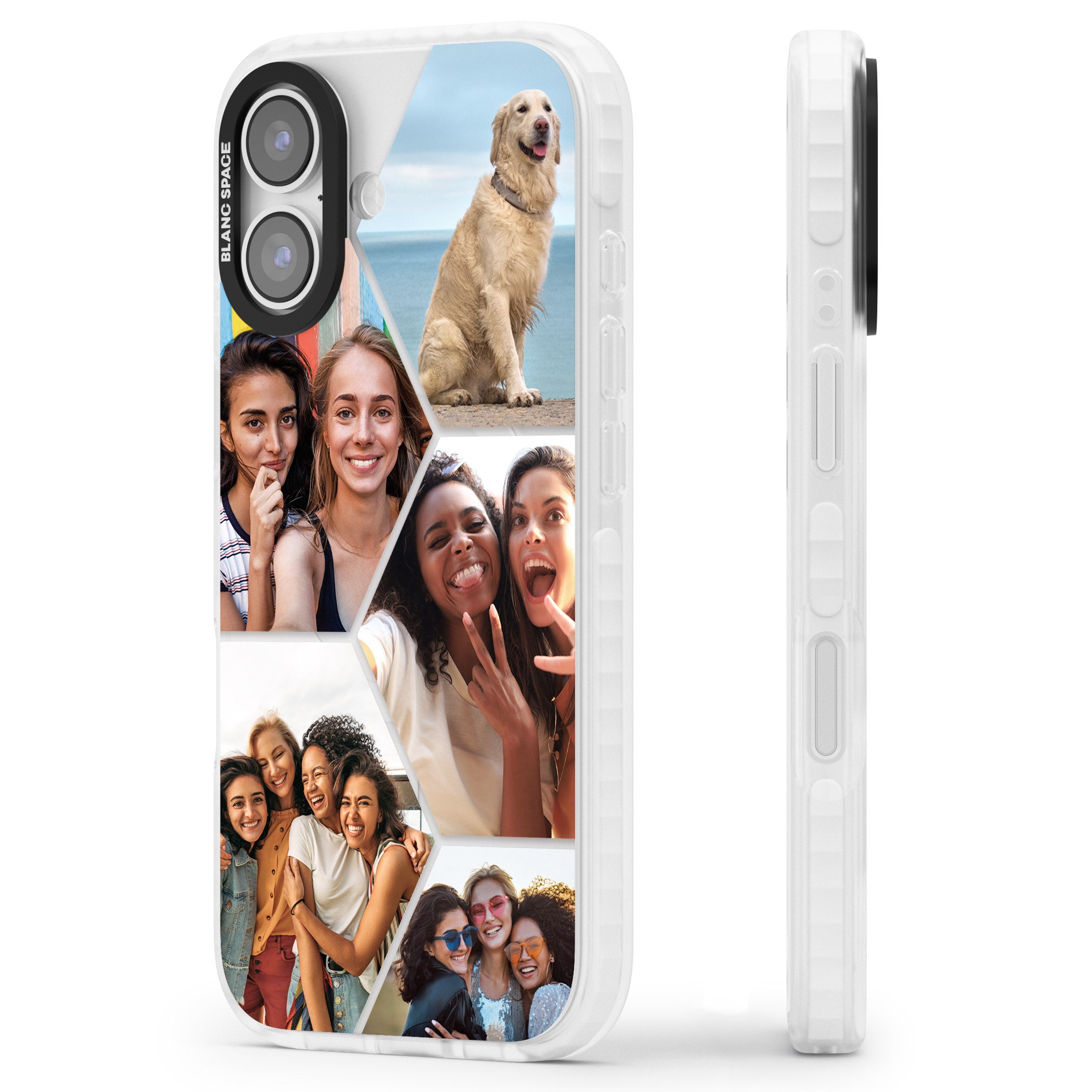 Personalised Beehive Photo Grid iPhone 17 Impact Clear Phone Case Side Profile
