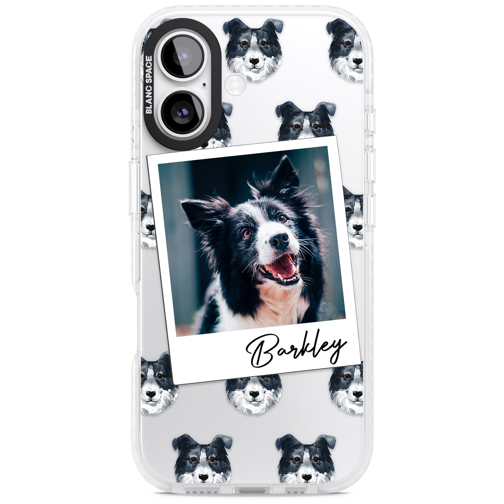 Personalised Border Collie Instant Camera Photo iPhone 17 Impact Clear Phone Case