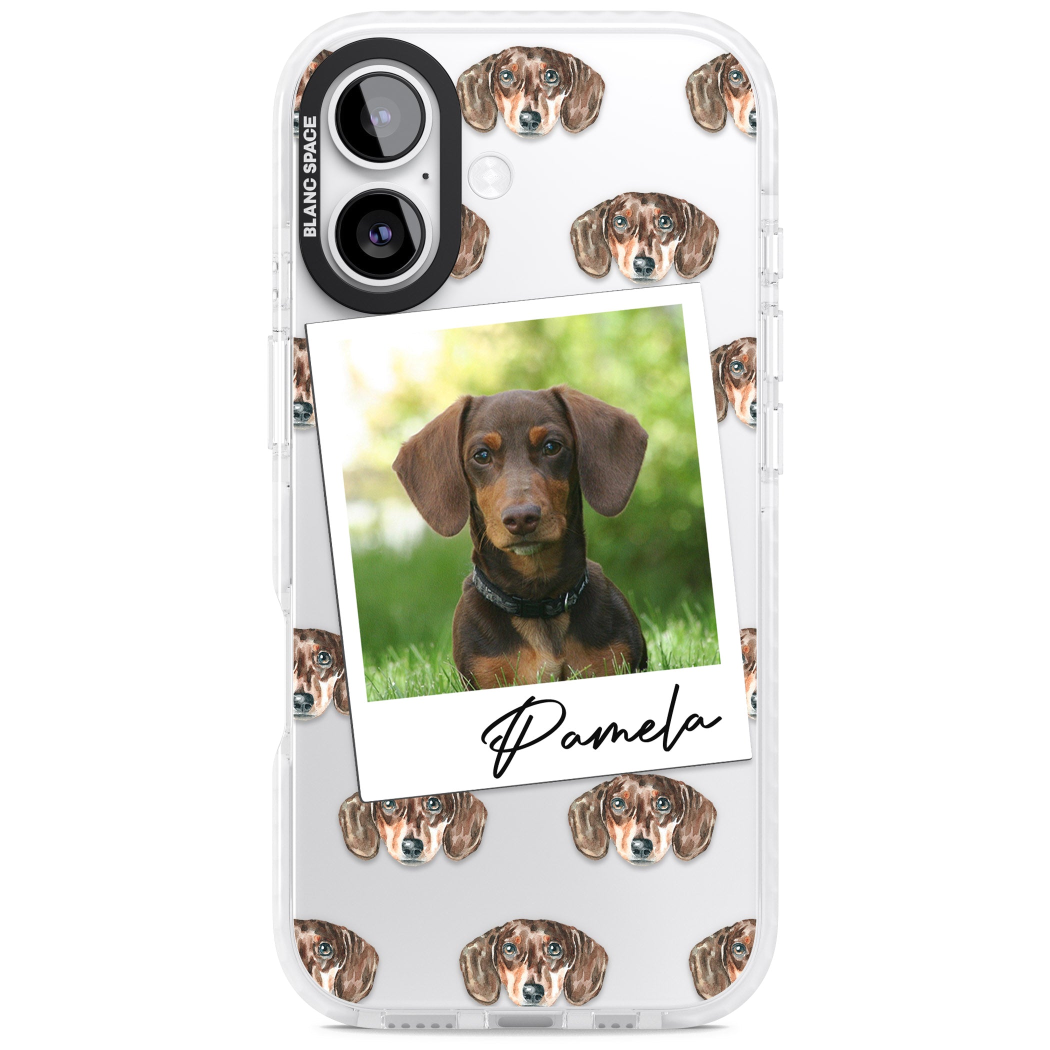 Personalised Brown Dachshund Instant Camera Photo iPhone 17 Impact Clear Phone Case