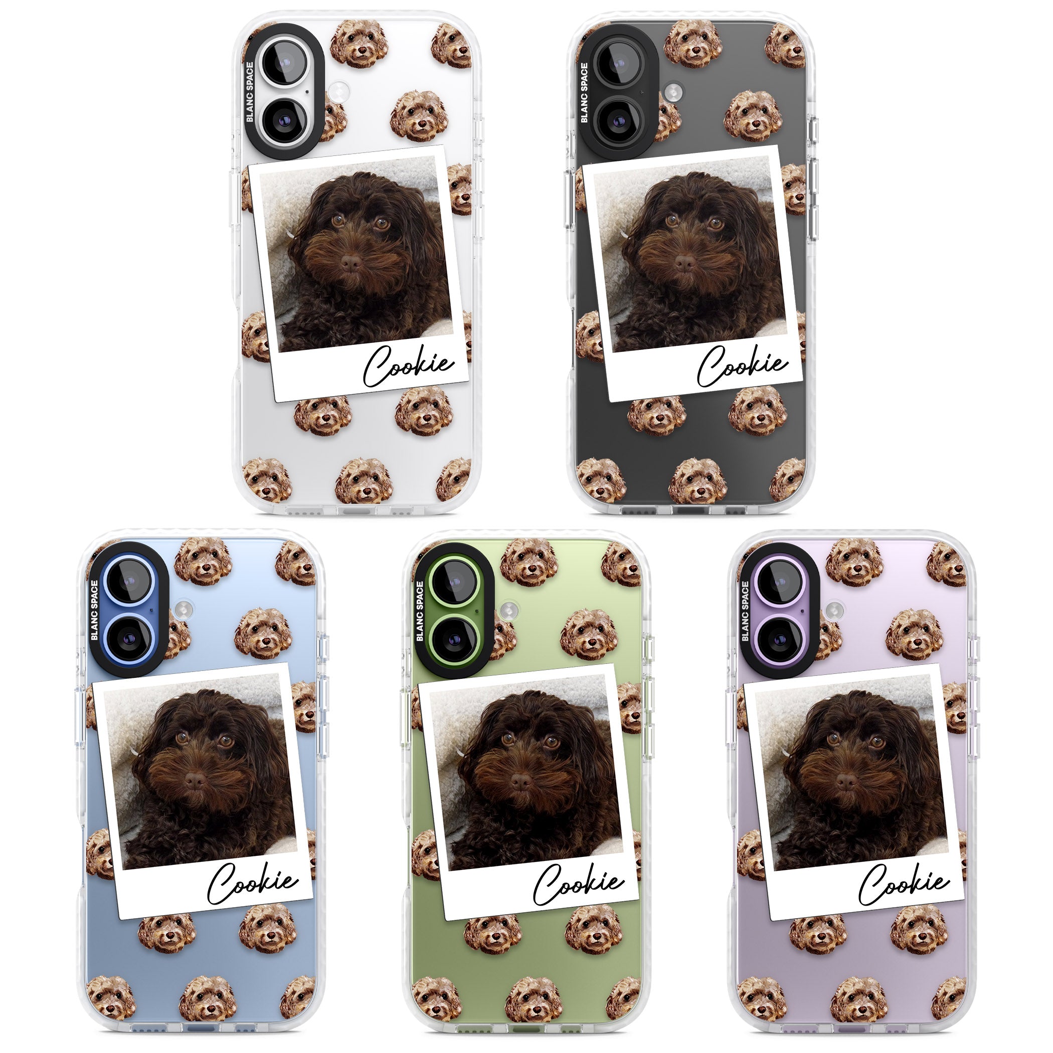 Personalised Brown Cockapoo Instant Camera Photo iPhone 17 Impact Clear Phone Case APT Impact Protection