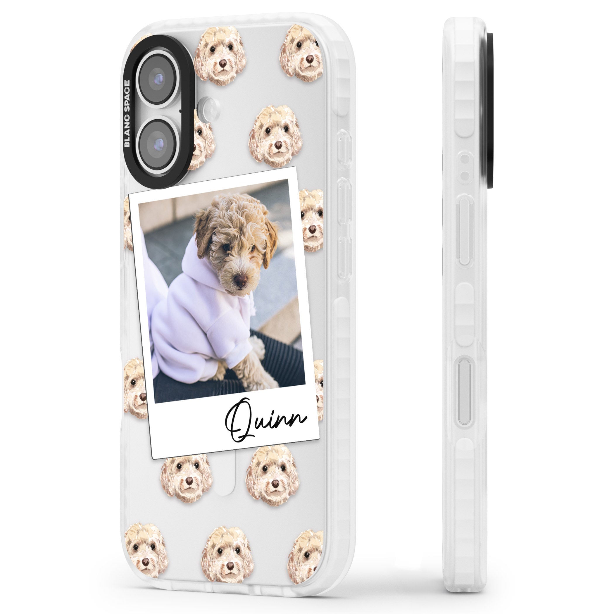 Personalised Cream Cockapoo Instant Camera Photo iPhone 17 Impact Clear Phone Case Side Profile