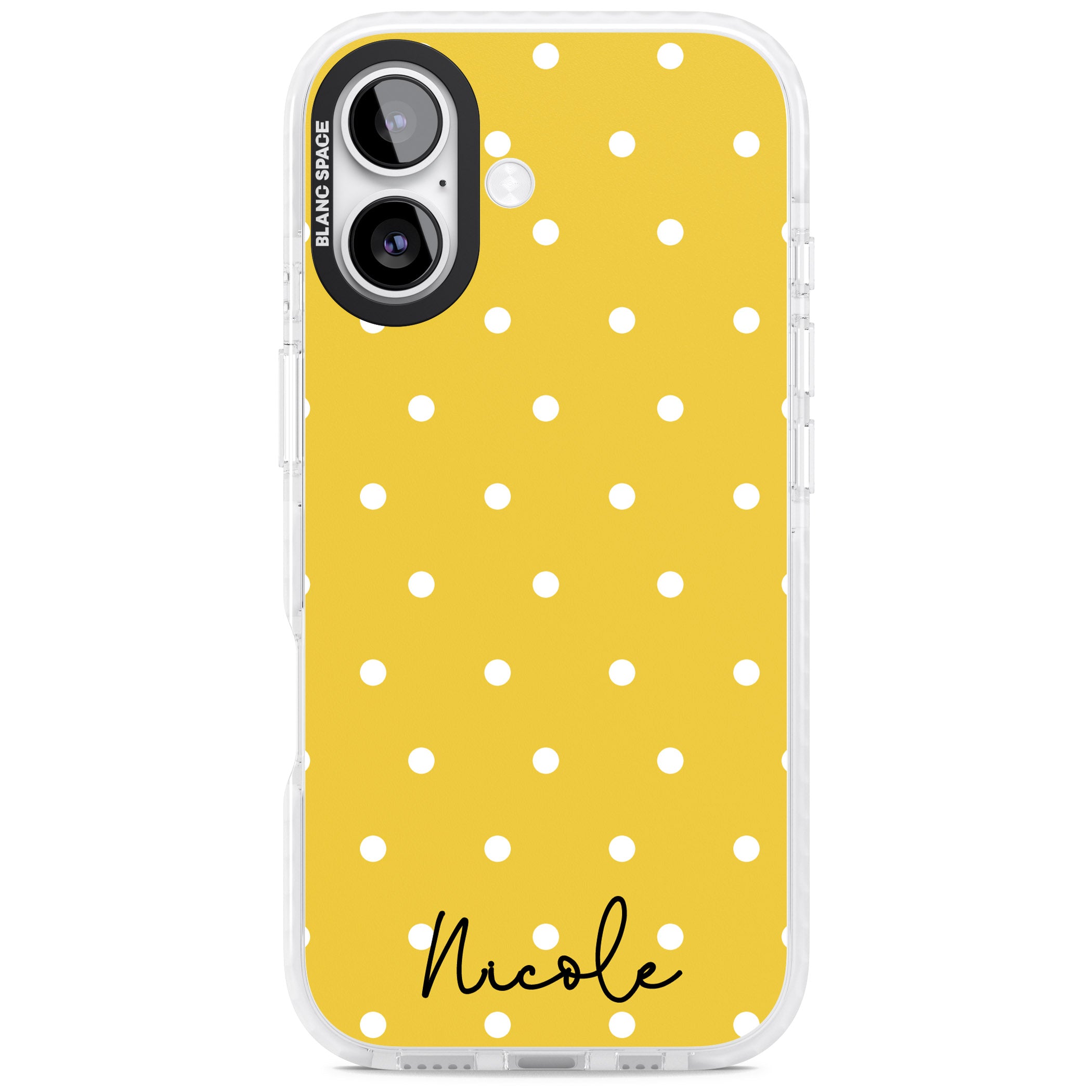 Personalised Yellow Polka Dot iPhone 17 Impact Clear Phone Case
