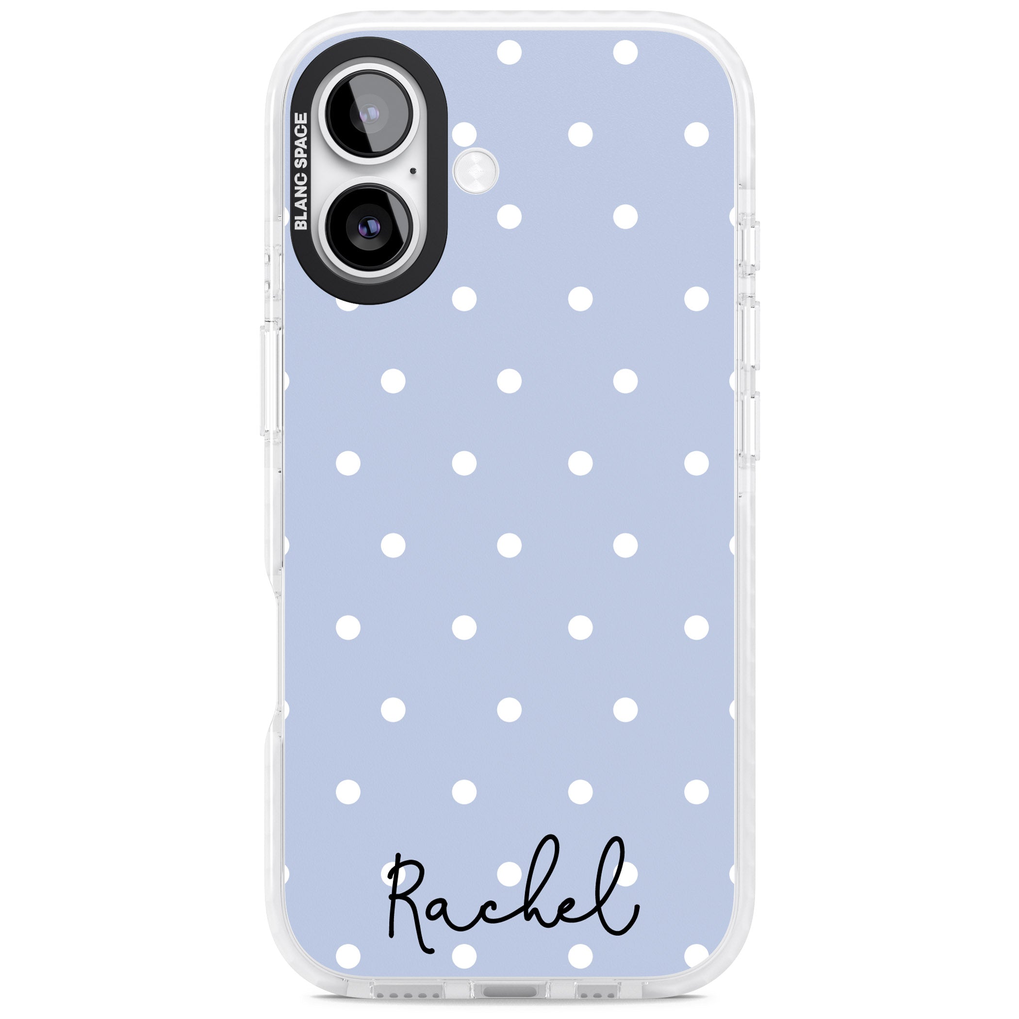 Personalised Simple Light Blue Dots iPhone 17 Impact Clear Phone Case