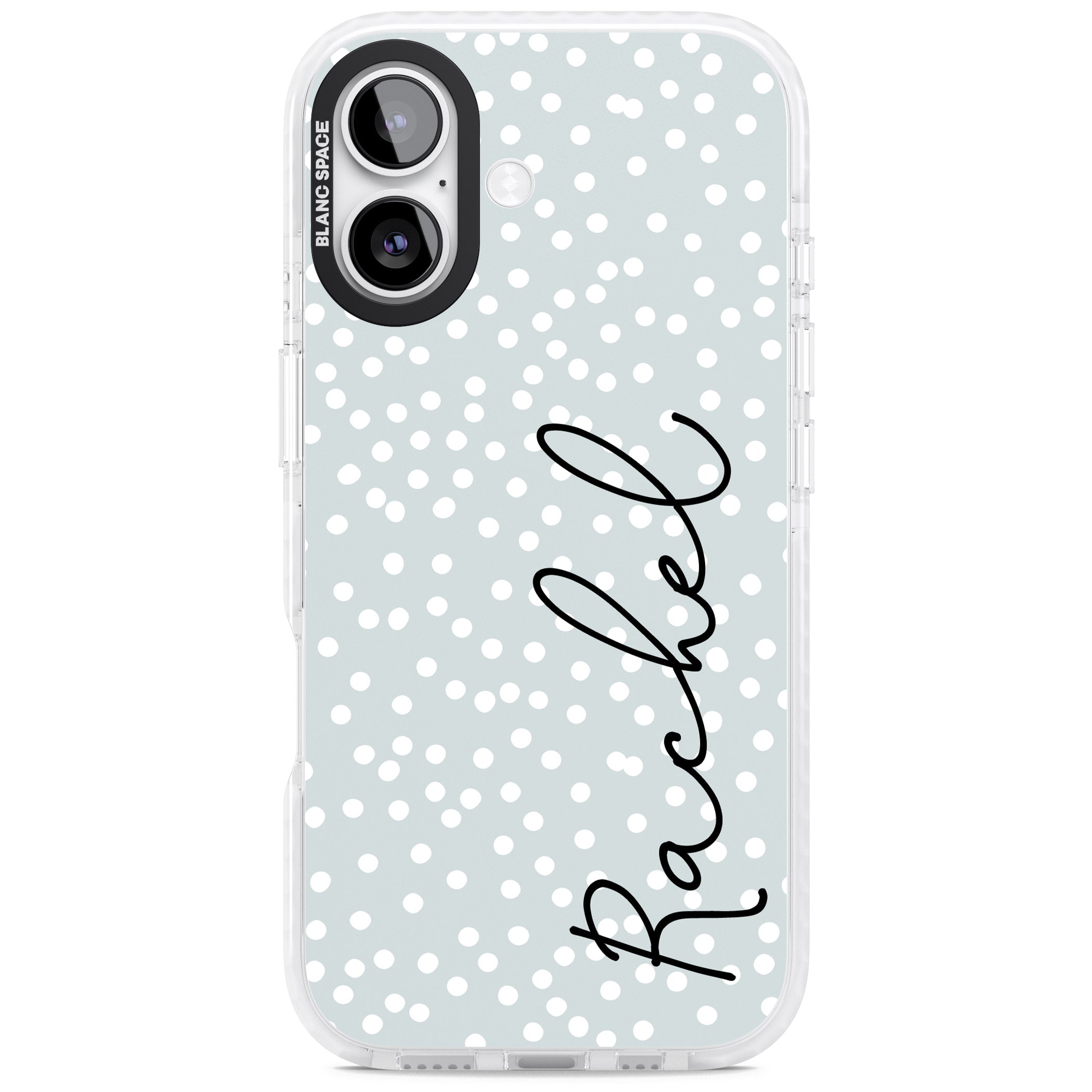 Personalised Vertical Cursive & Dots iPhone 17 Impact Clear Phone Case