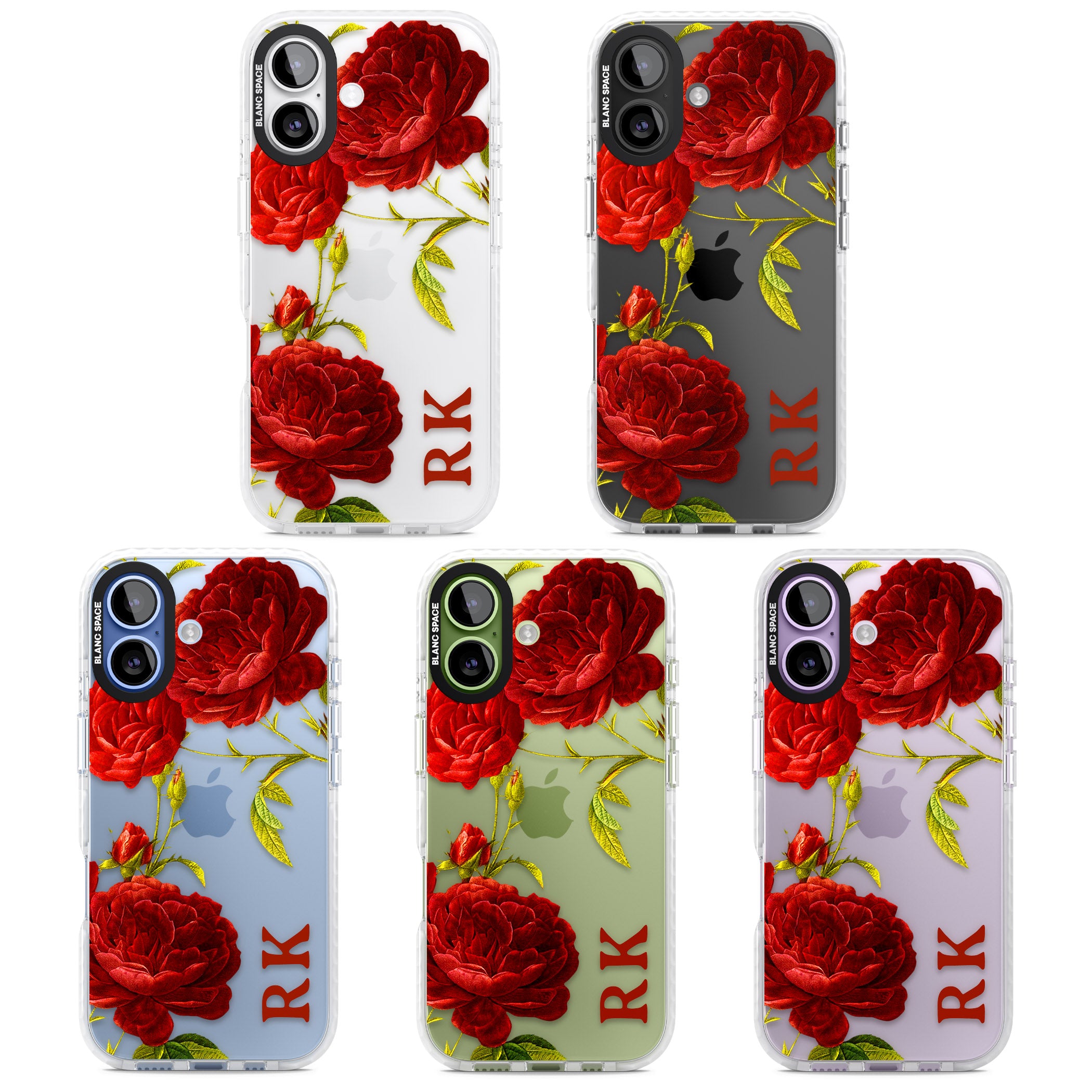 Personalised Vintage Floral Red Roses iPhone 17 Impact Clear Phone Case APT Impact Protection