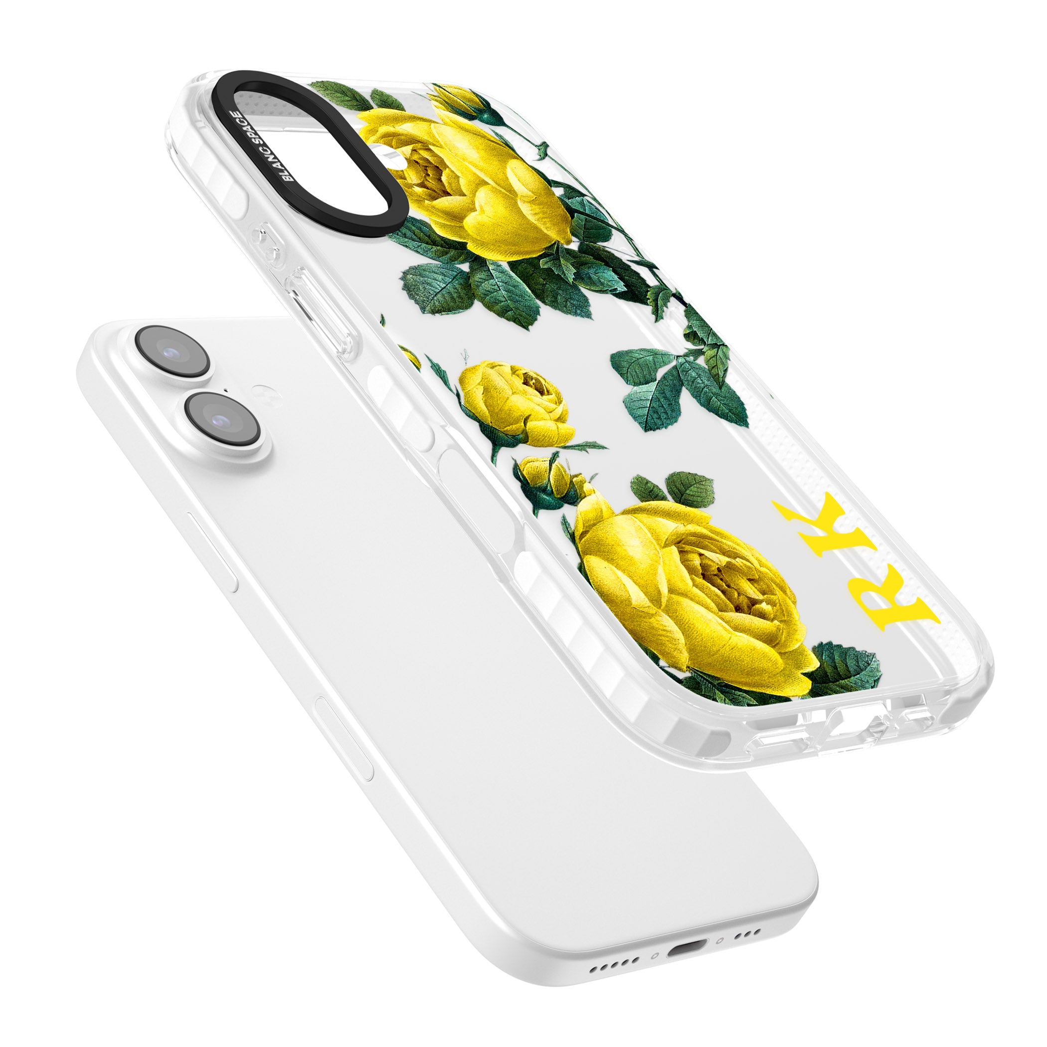 Personalised Vintage Floral Yellow Roses iPhone 17 Impact Clear Phone Case Colours