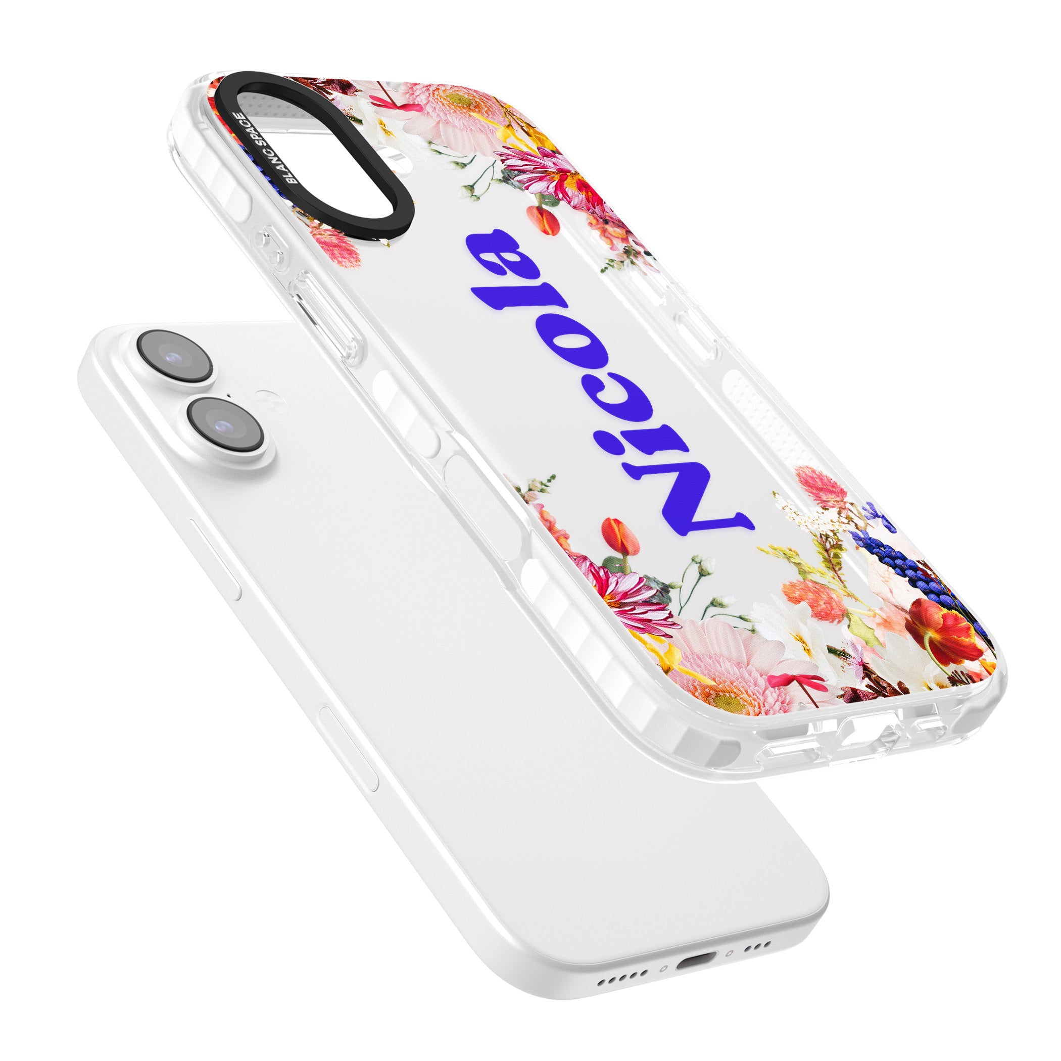 Personalised Floral Name iPhone 17 Impact Clear Phone Case Colours