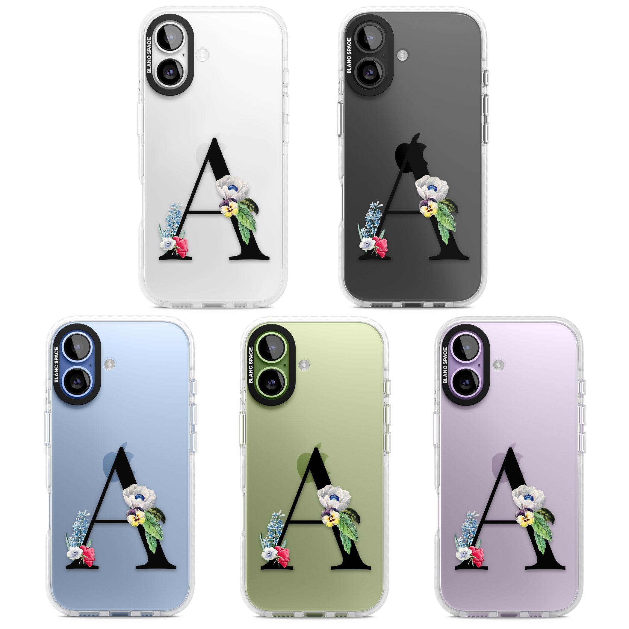 Personalised Floral Initial iPhone 17 Impact Clear Phone Case APT Impact Protection