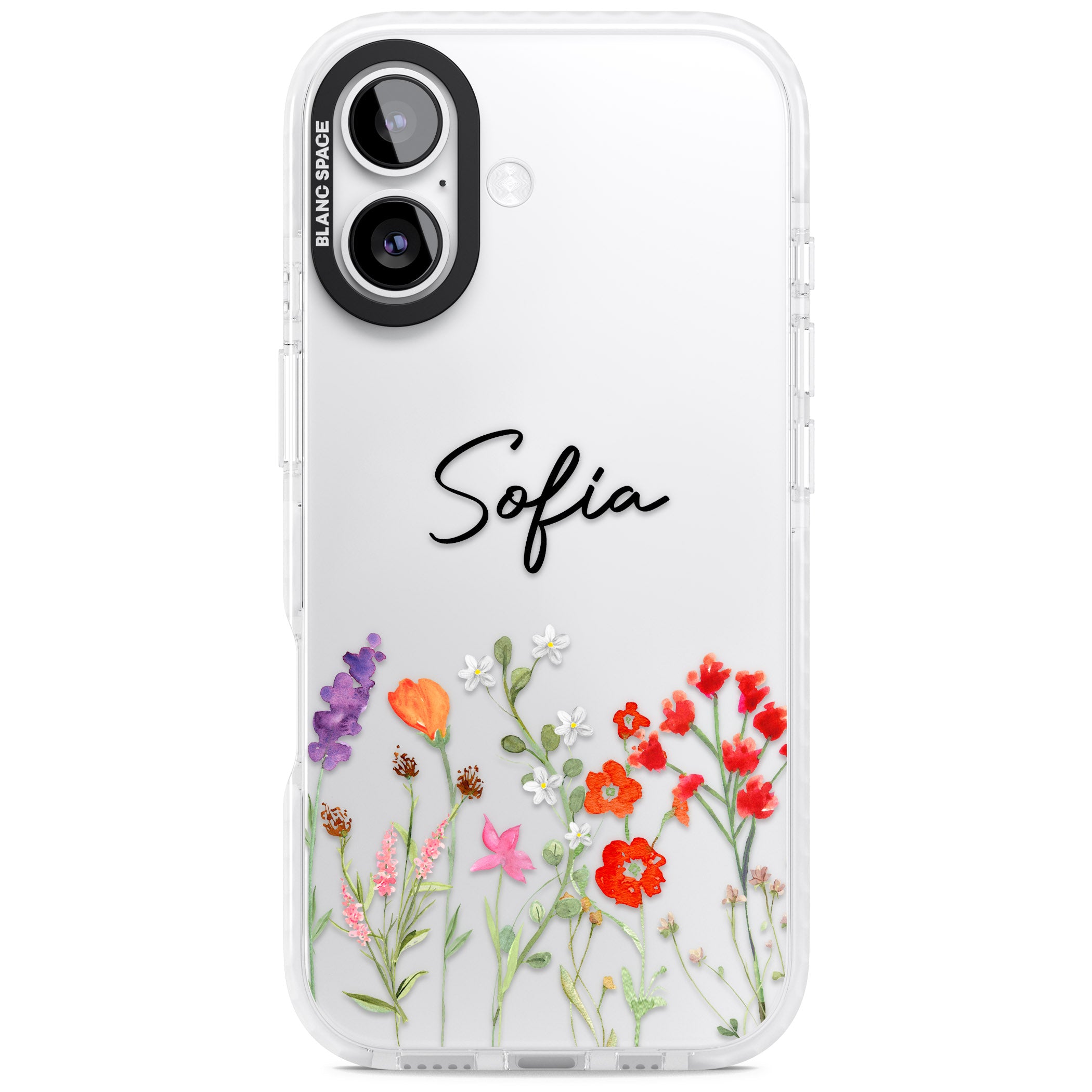 Personalised Spring Wildflowers iPhone 17 Impact Clear Phone Case