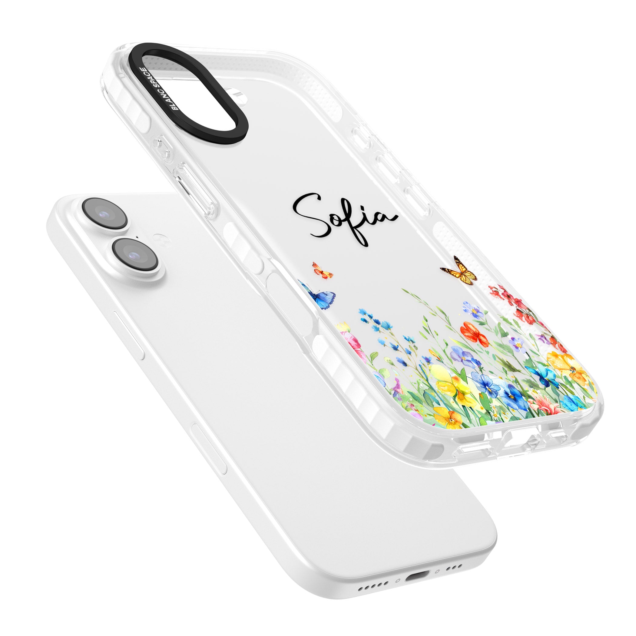 Personalised Buterflies Wildflowers iPhone 17 Impact Clear Phone Case Colours