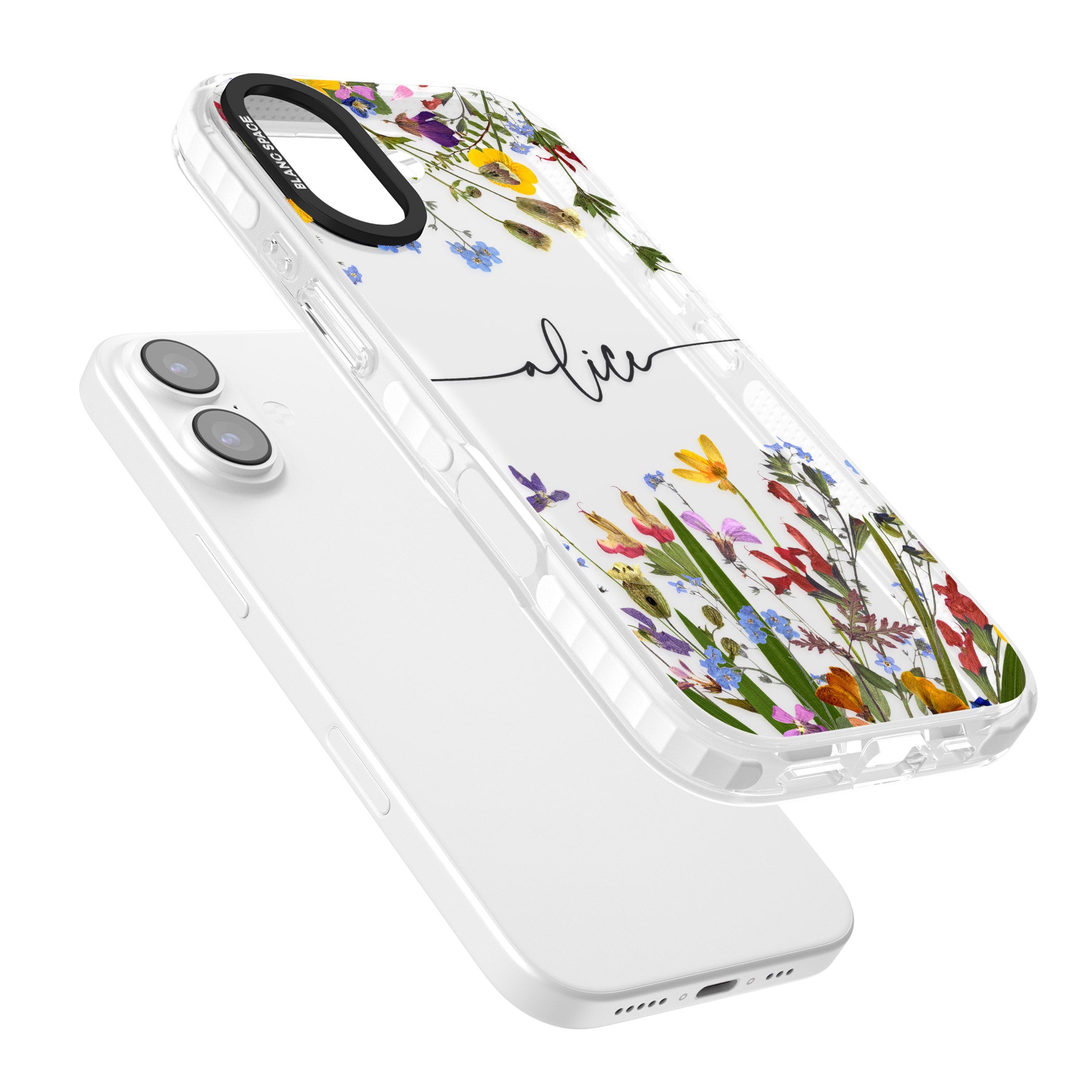 Personalised Wildflower Floral iPhone 17 Impact Clear Phone Case Colours