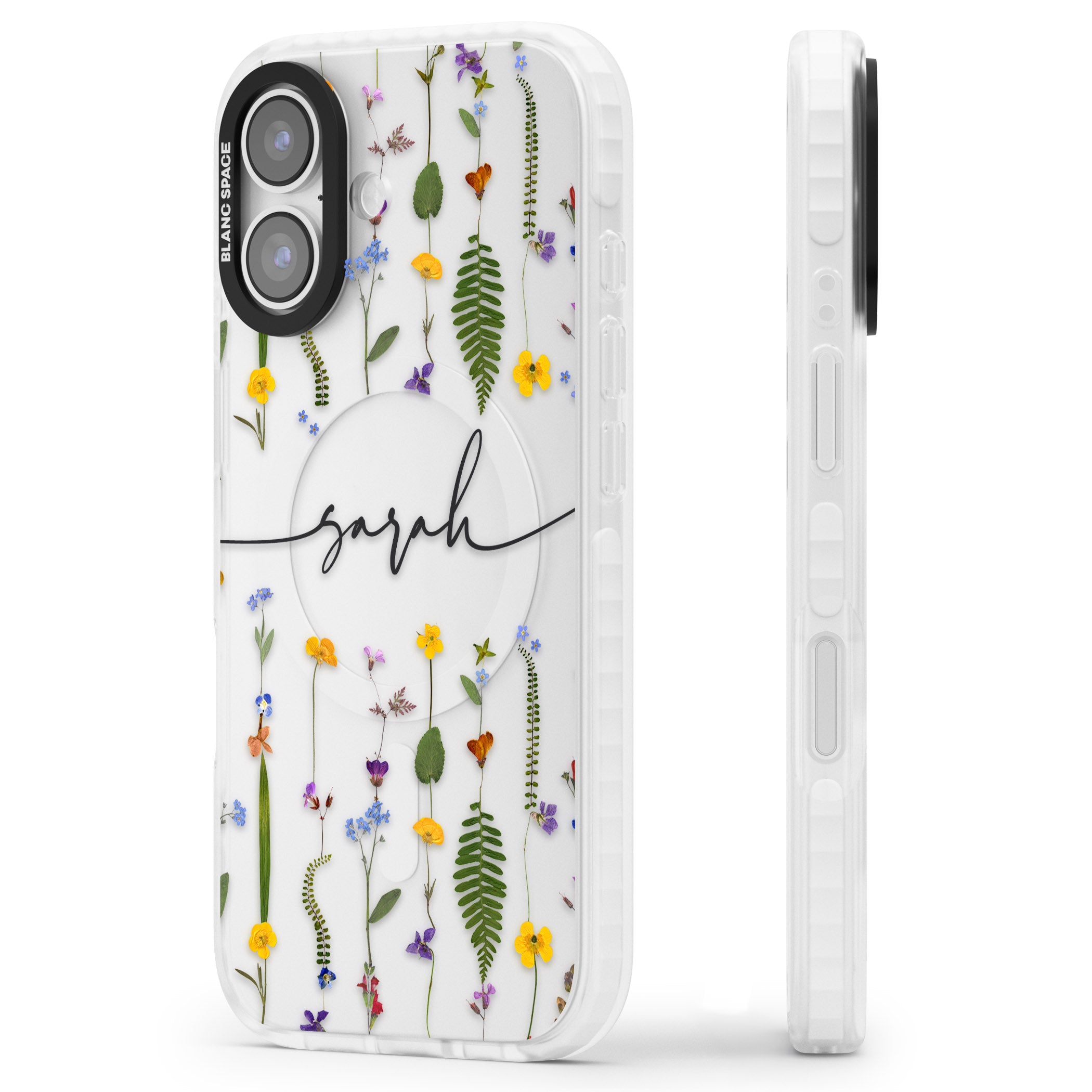 Personalised Wildflower Chain iPhone 17 Impact Clear Phone Case Side Profile
