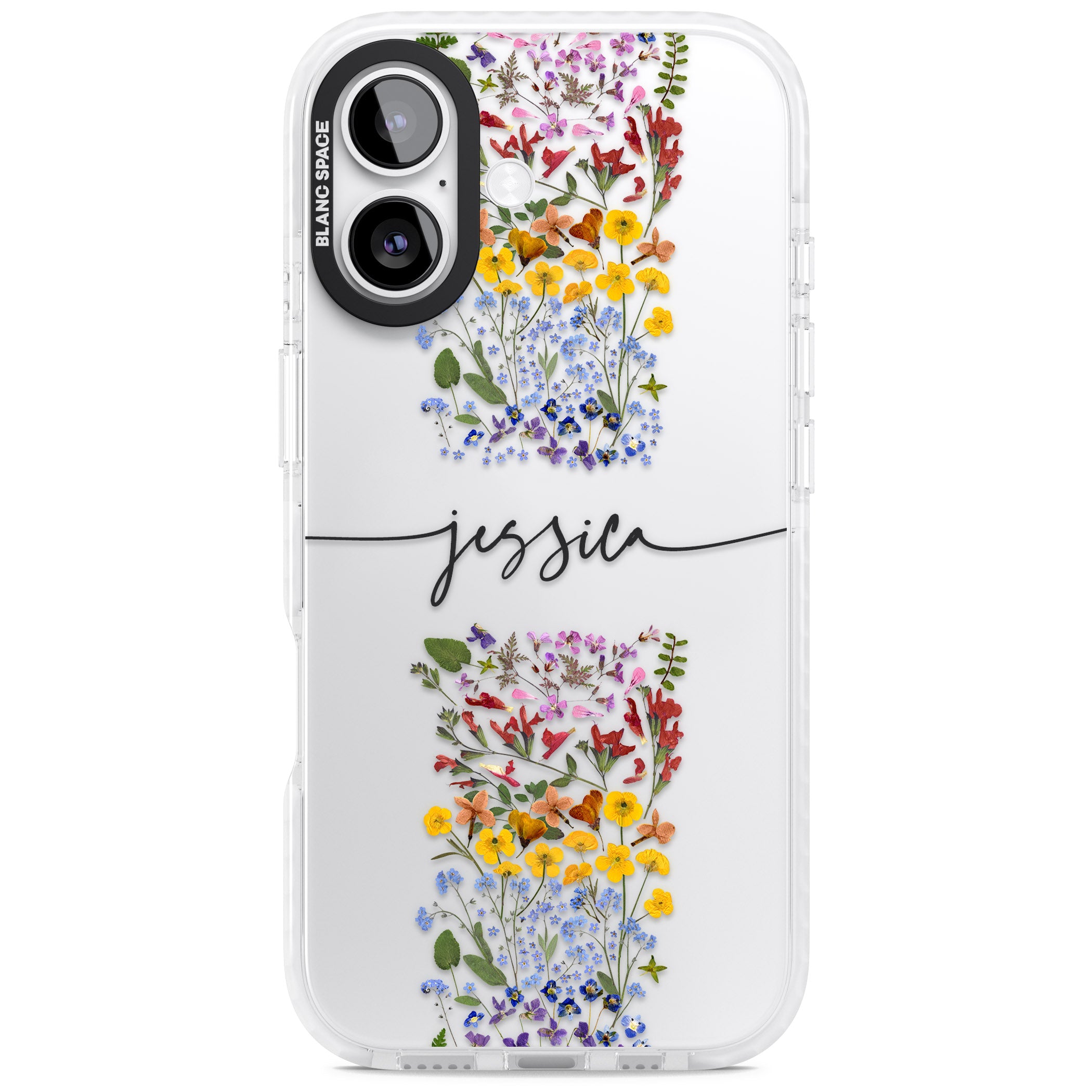 Personalised Wildflower Stripe iPhone 17 Impact Clear Phone Case