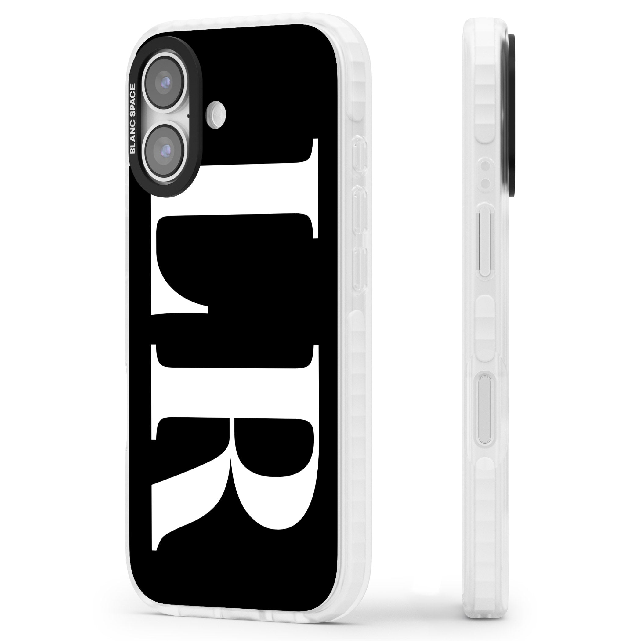 Personalised White & Black Letters iPhone 17 Impact Clear Phone Case Side Profile