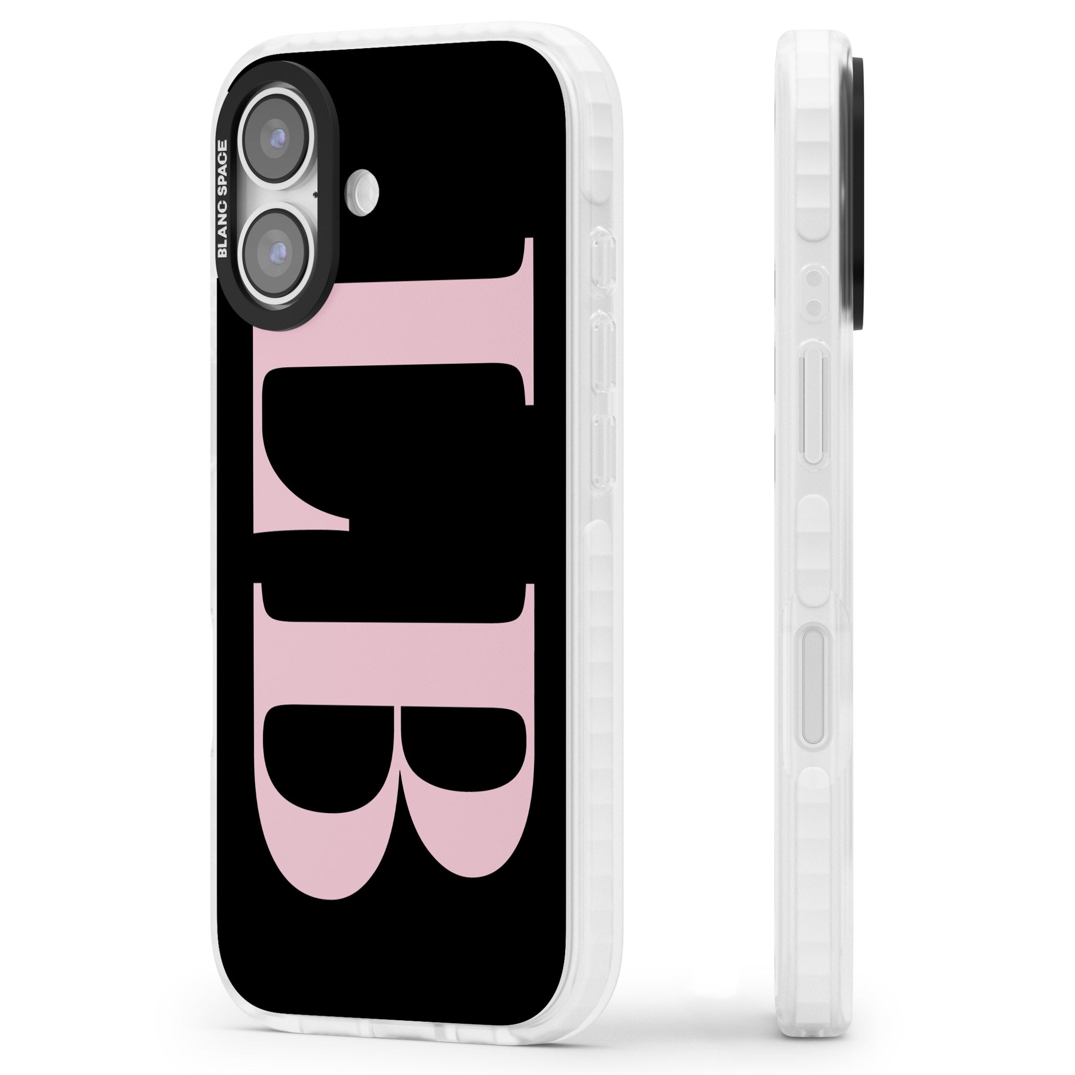 Personalised Pink & Black Green Letters iPhone 17 Impact Clear Phone Case Side Profile