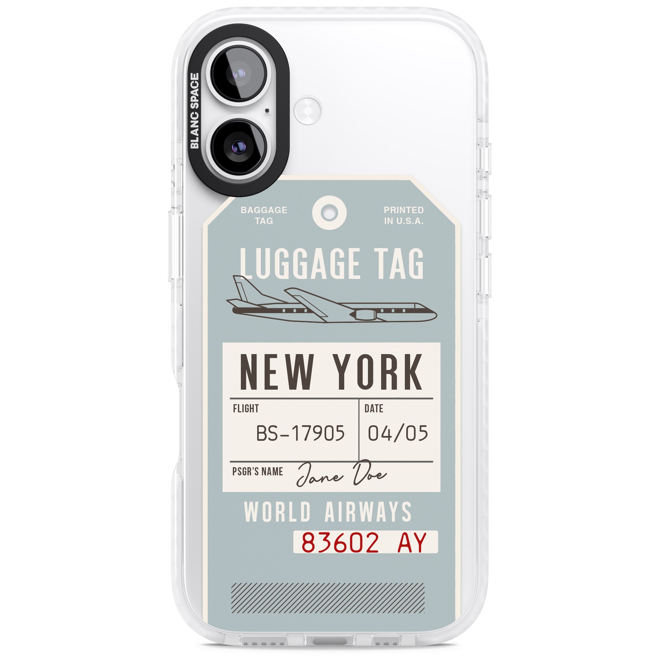 Personalised Vintage Usa Luggage Tag iPhone 17 Impact Clear Phone Case
