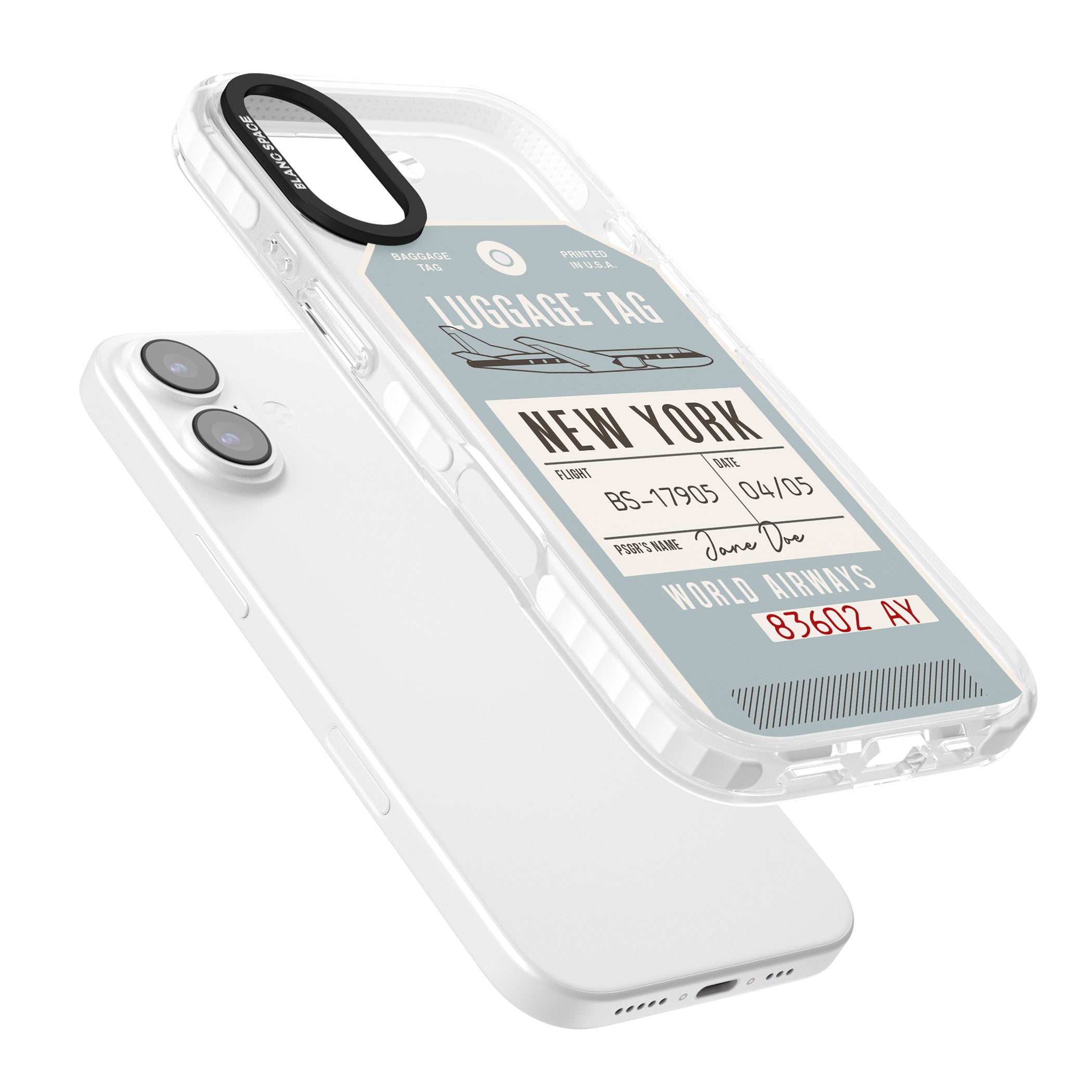 Personalised Vintage Usa Luggage Tag iPhone 17 Impact Clear Phone Case Colours