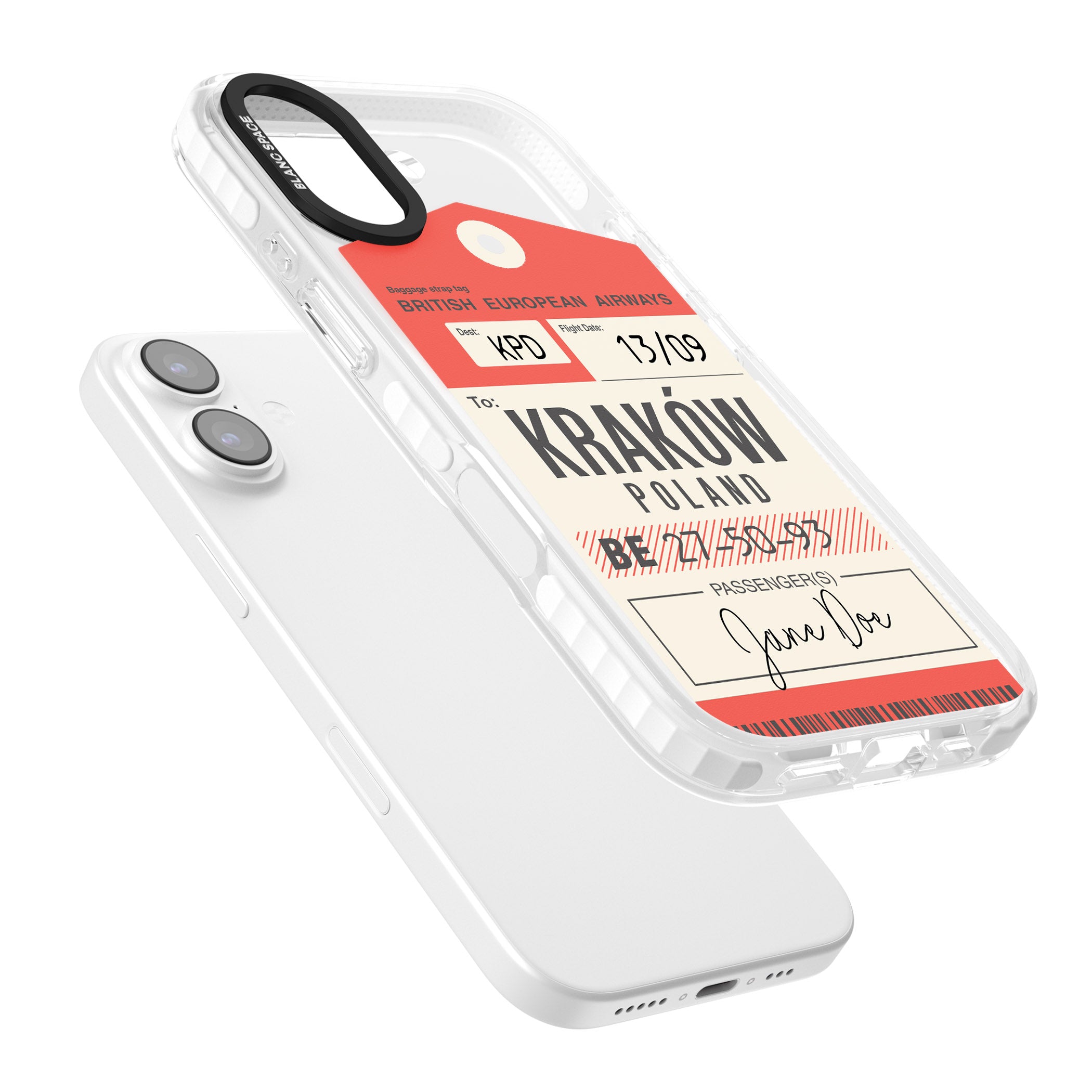 Personalised Vintage Bea Luggage Tag iPhone 17 Impact Clear Phone Case Colours