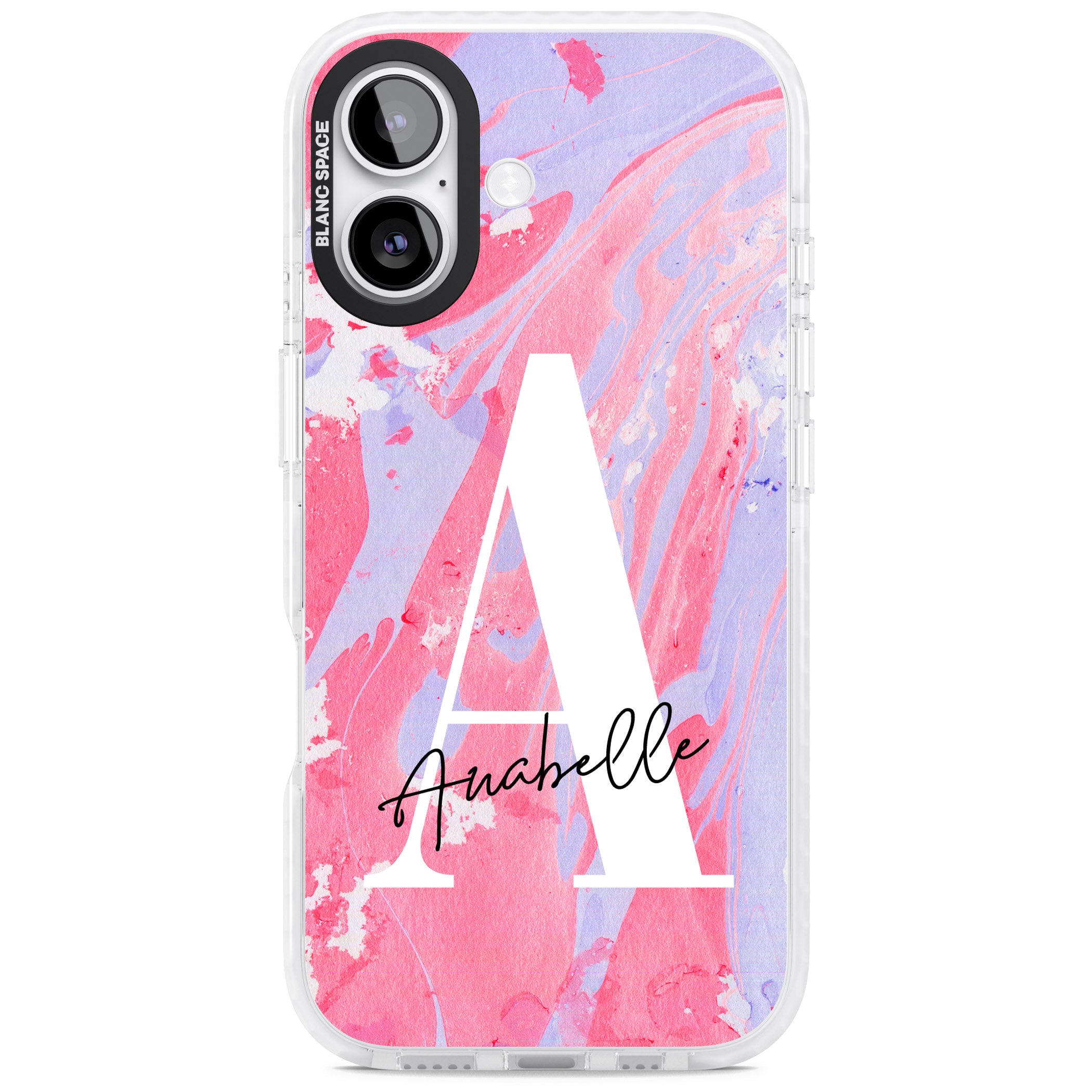 Personalised Pink & Purple Marble iPhone 17 Impact Clear Phone Case