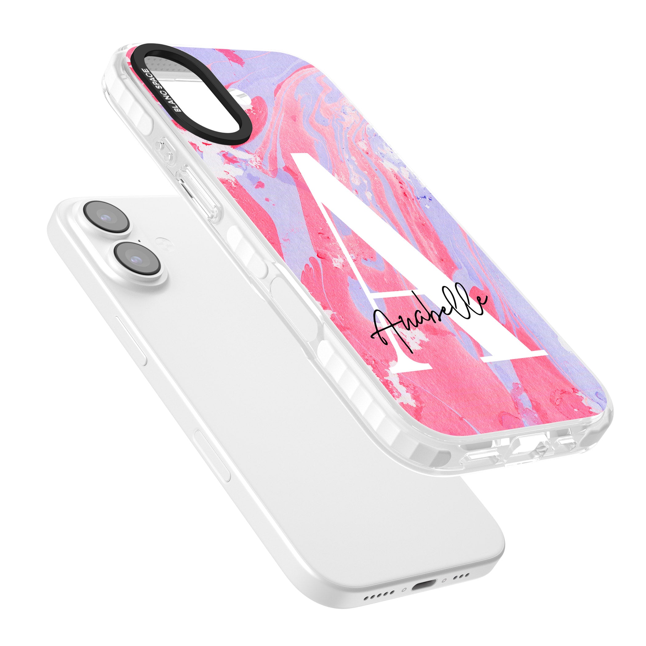Personalised Pink & Purple Marble iPhone 17 Impact Clear Phone Case Colours