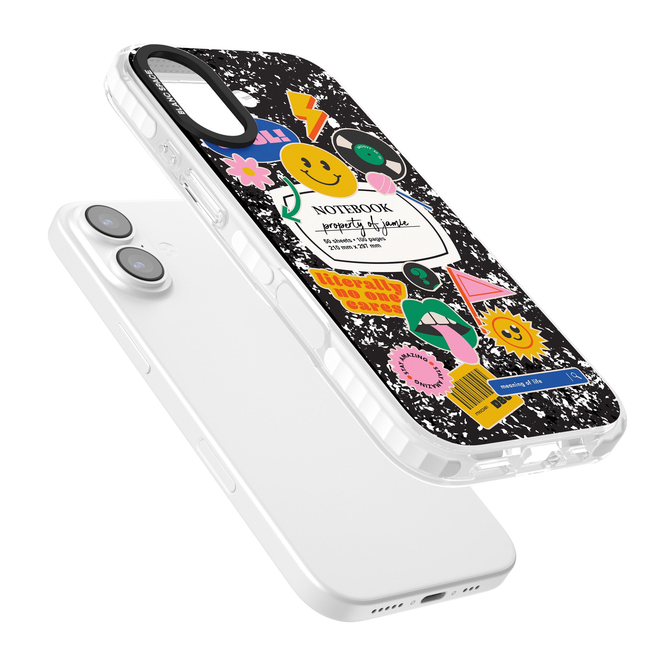 Personalised Quirky Notebook iPhone 17 Impact Clear Phone Case Colours