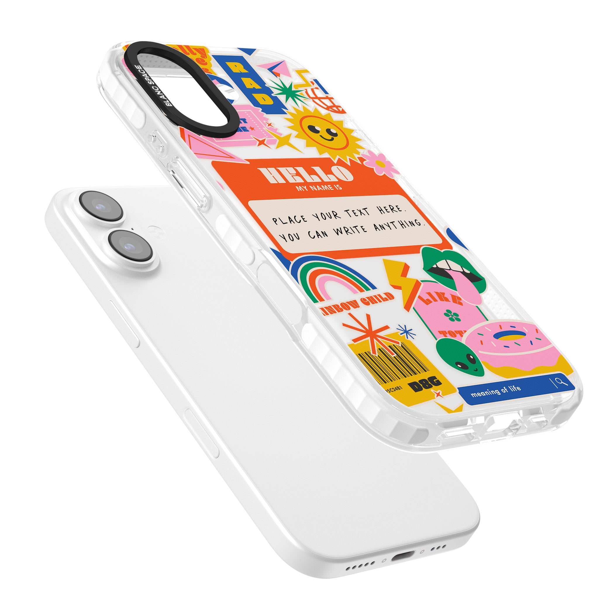 Personalised Retro Vibes Sticker iPhone 17 Impact Clear Phone Case Colours