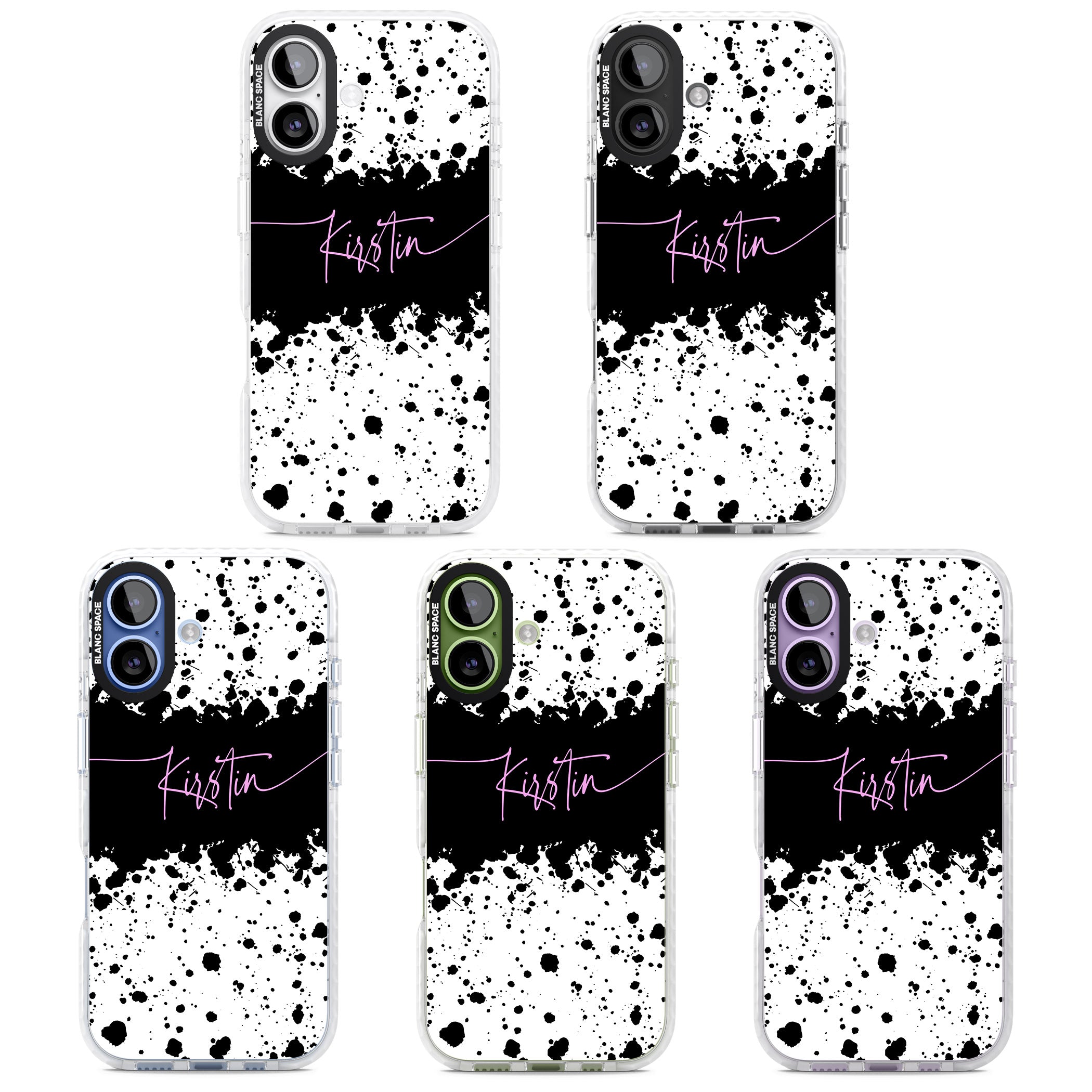 Personalised Bold Paint Splatters iPhone 17 Impact Clear Phone Case APT Impact Protection