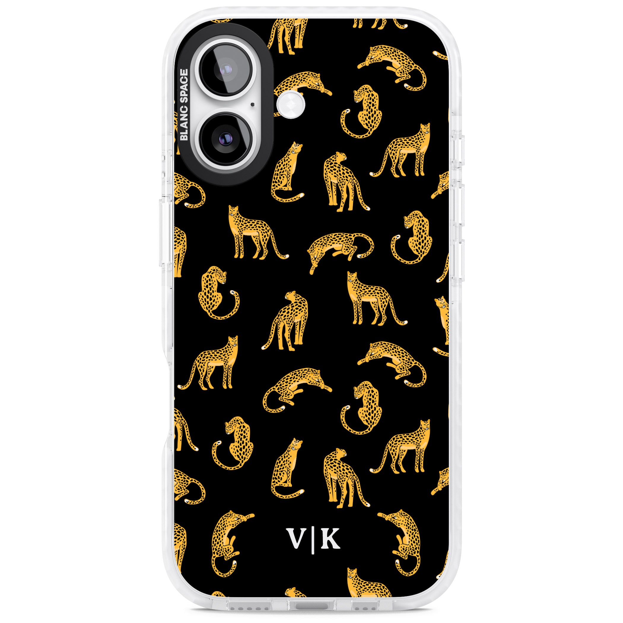 Personalised Gold Cheetah Pattern iPhone 17 Impact Clear Phone Case