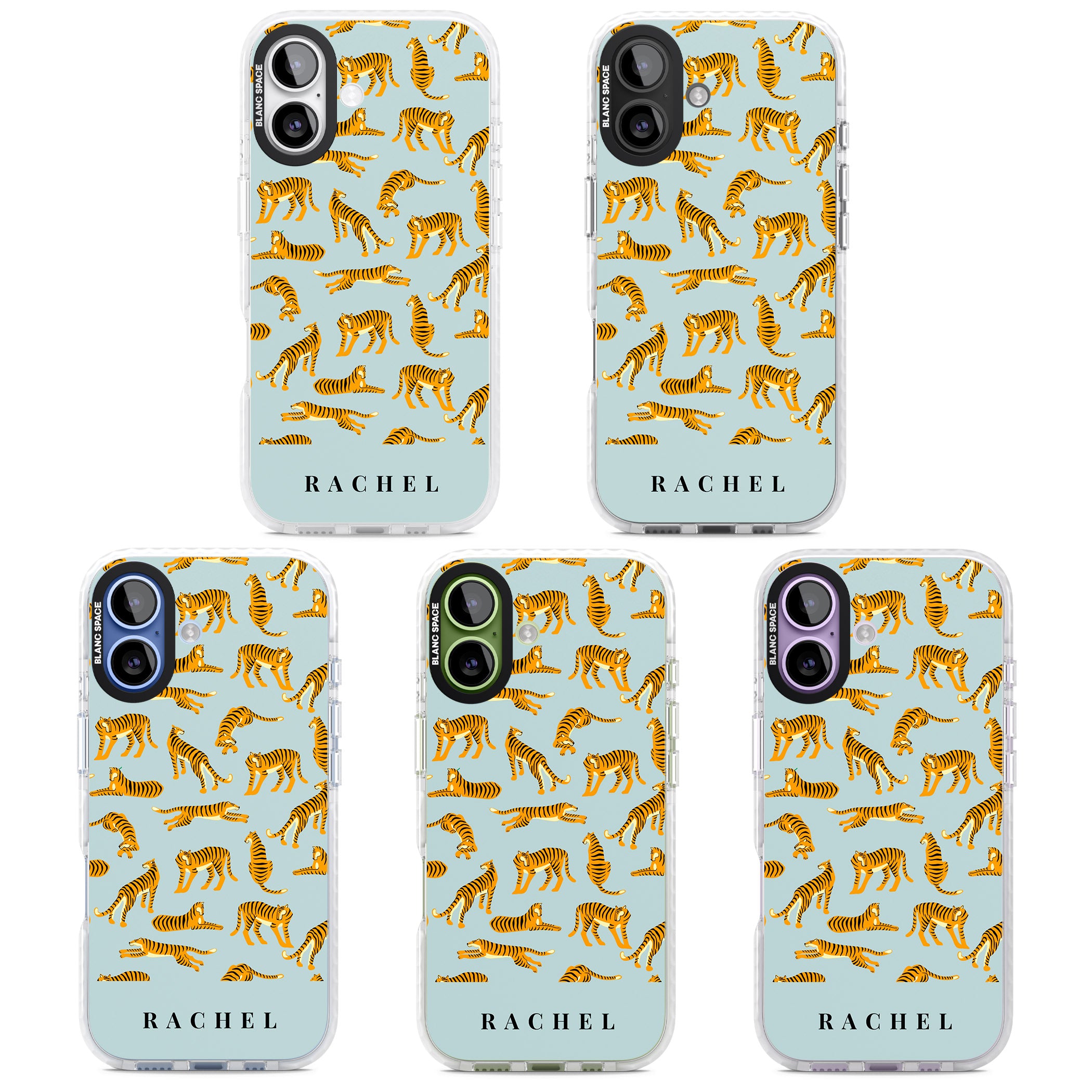 Personalised Turquoise Tiger Pattern iPhone 17 Impact Clear Phone Case APT Impact Protection