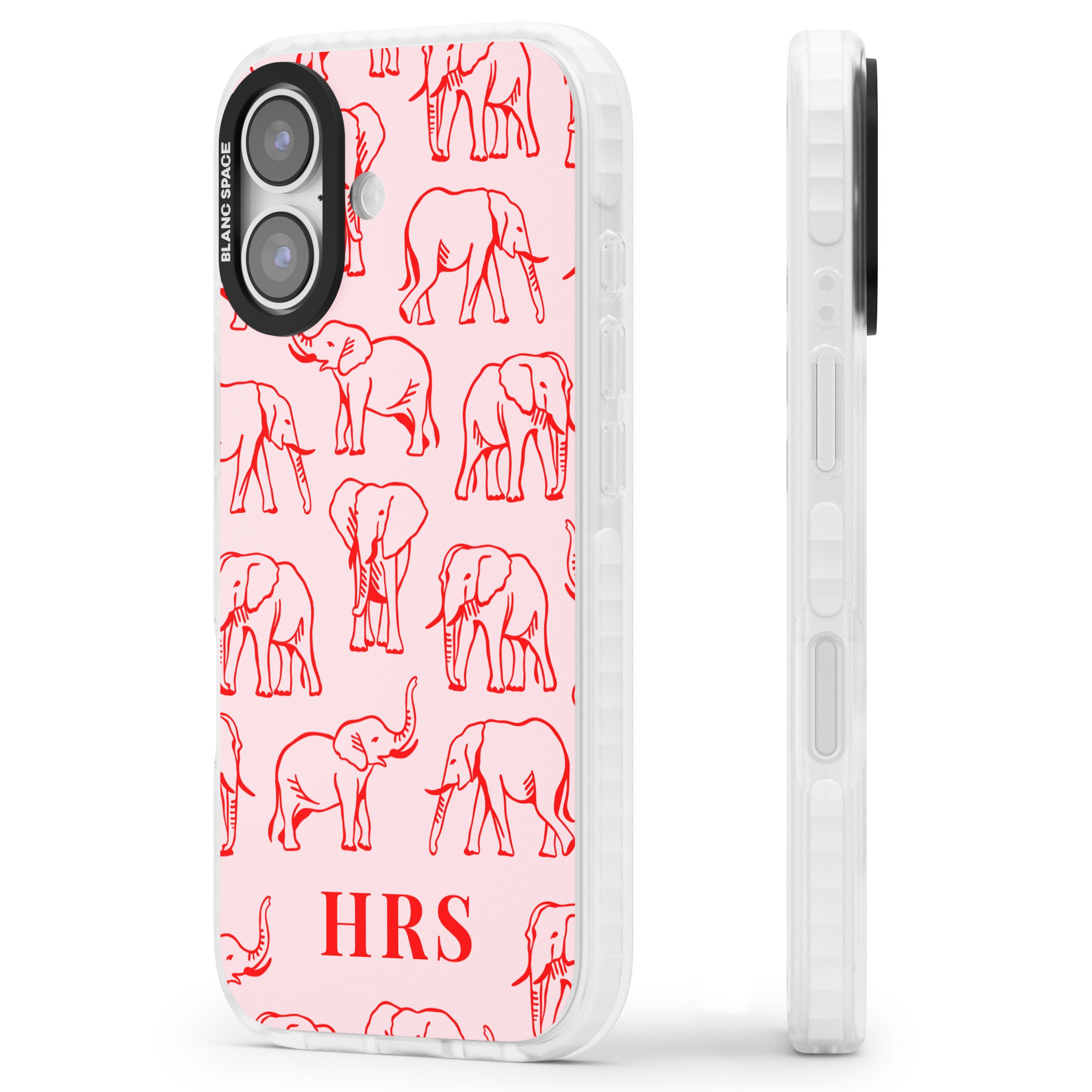 Personalised Red Elephant Outline iPhone 17 Impact Clear Phone Case Side Profile