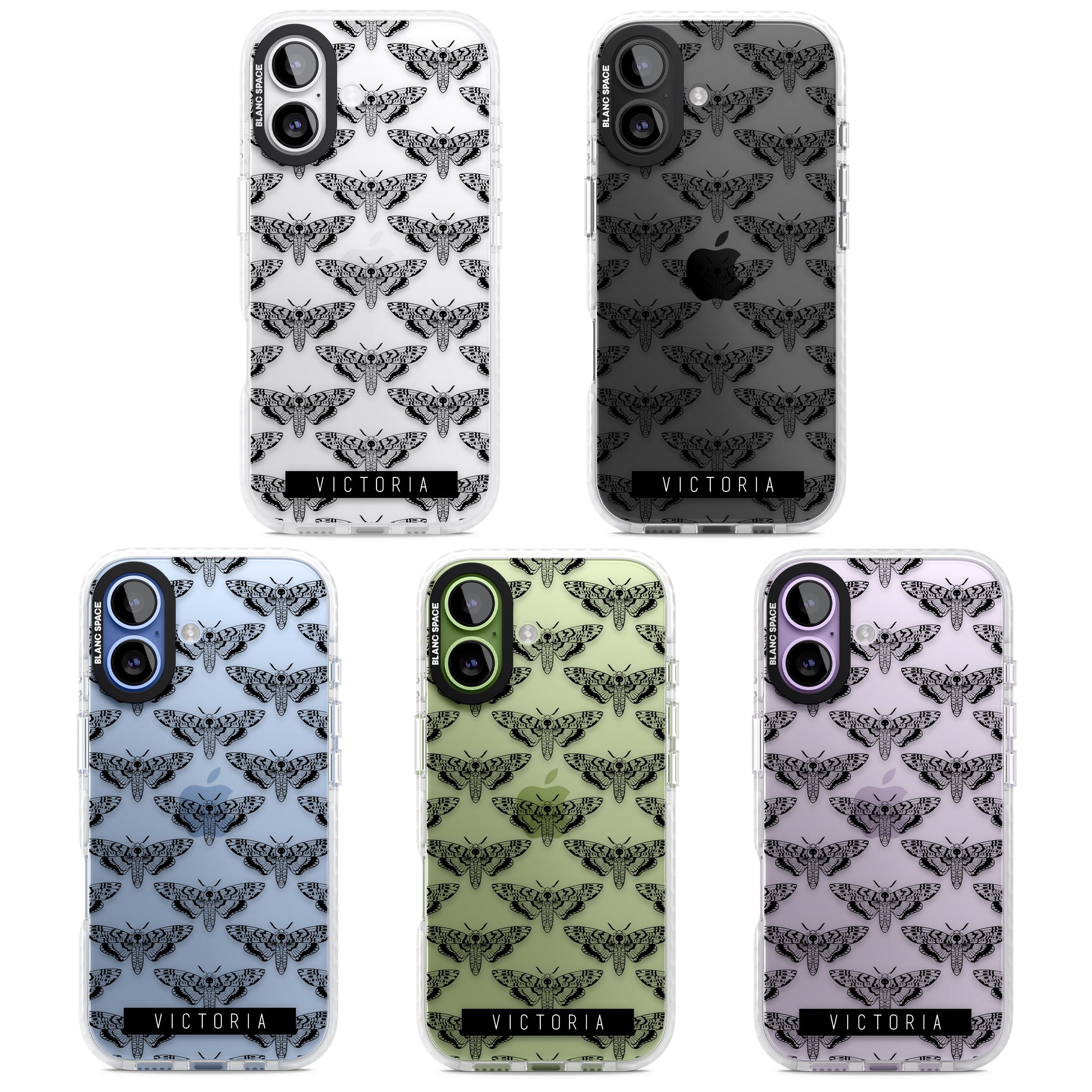 Personalised Hawk Moth Pattern iPhone 17 Impact Clear Phone Case APT Impact Protection