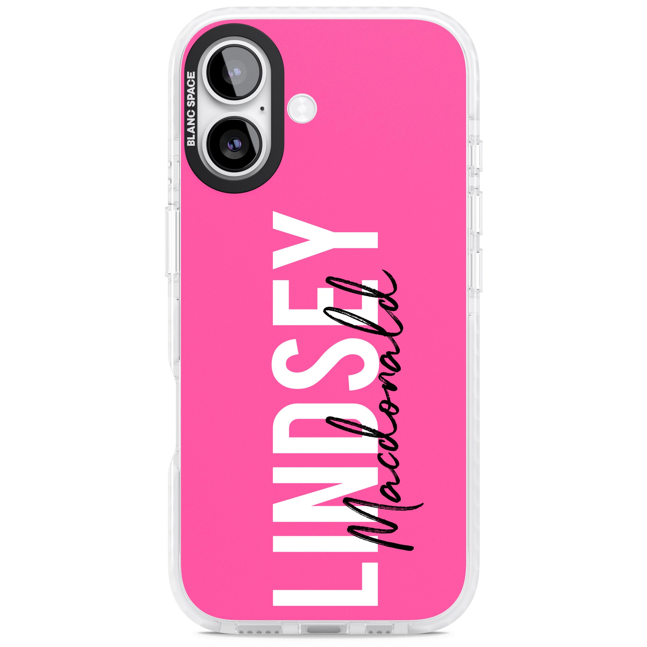 Personalised Bold Name: Pink iPhone 17 Impact Clear Phone Case