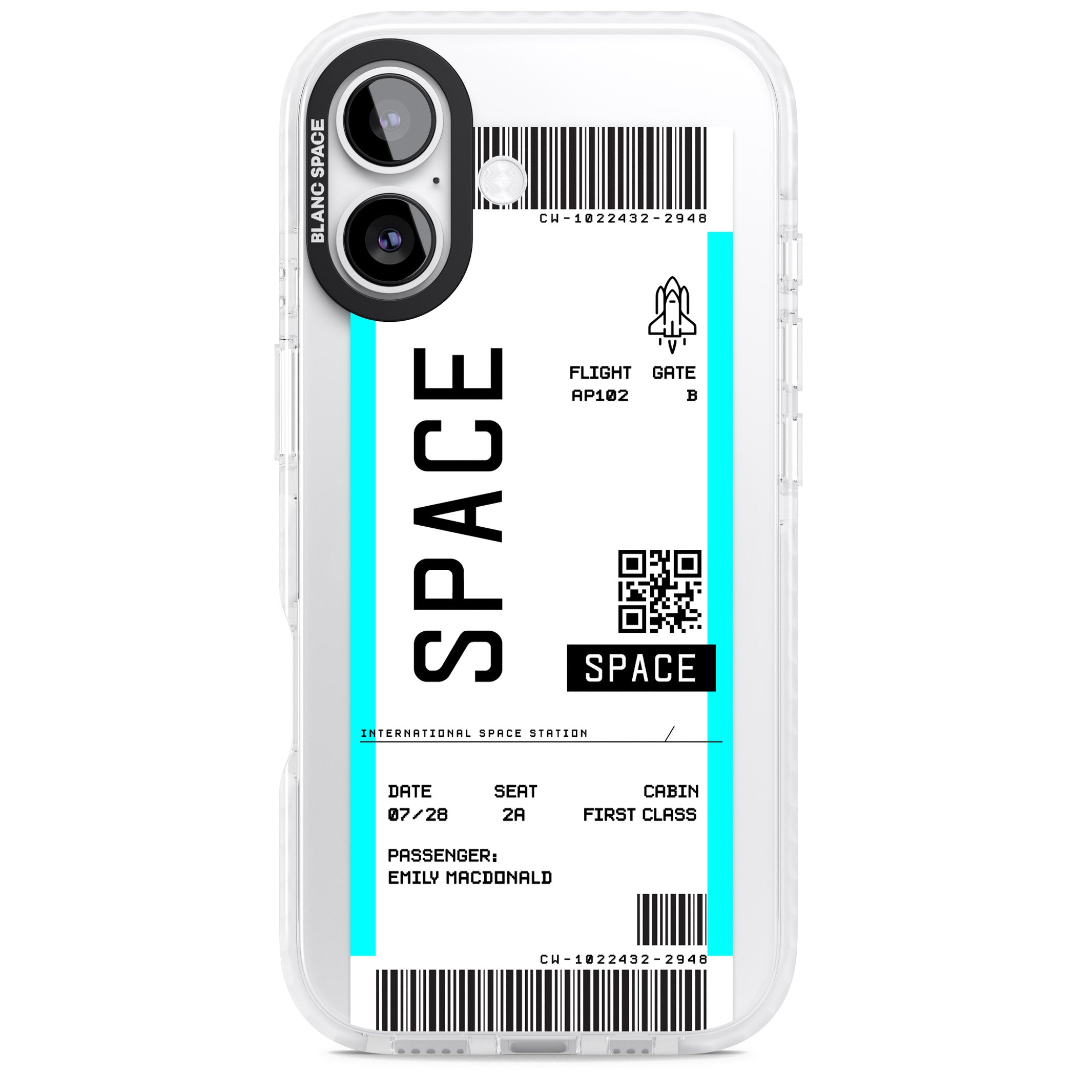 Personalised Space Travel Ticket iPhone 17 Impact Clear Phone Case