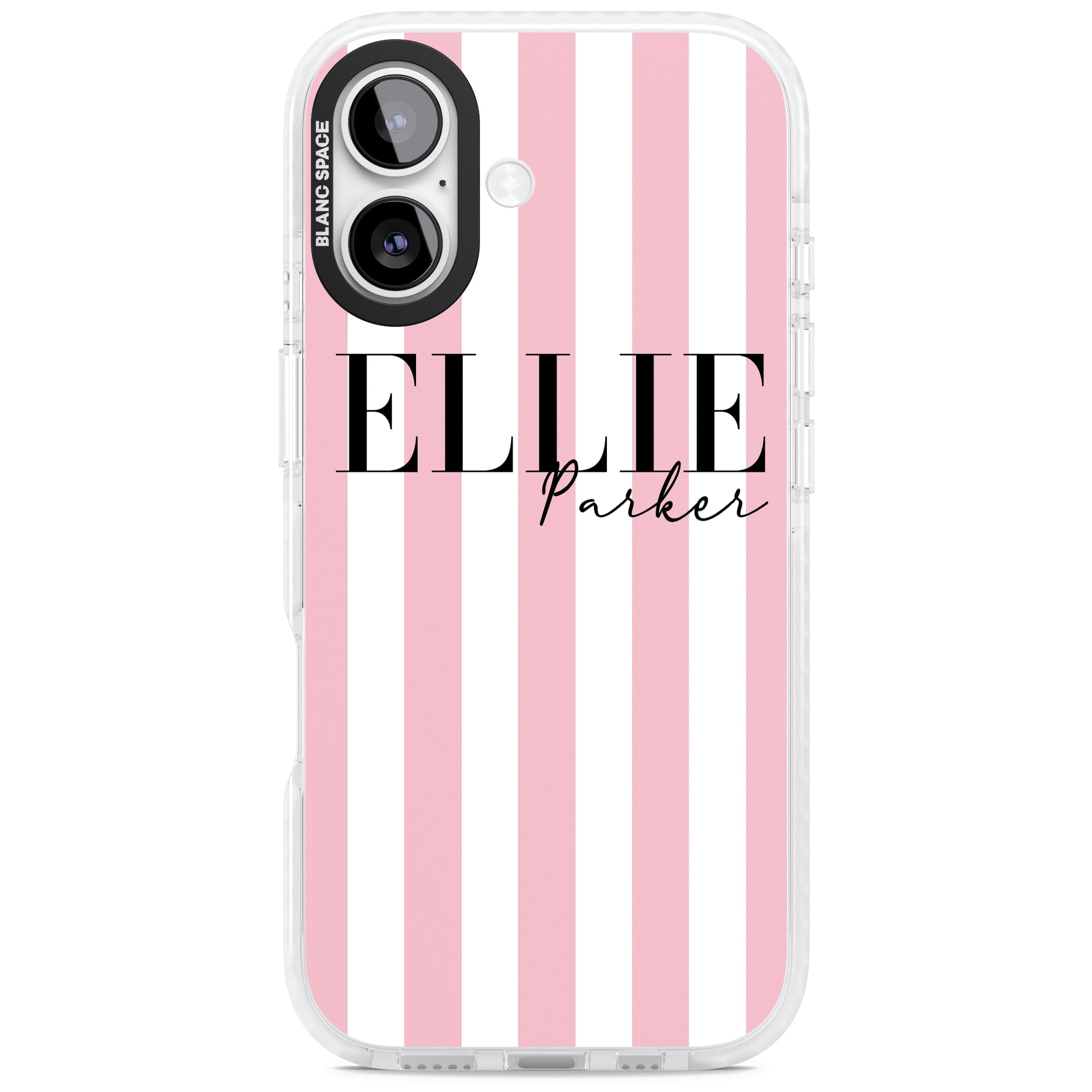 Personalised Pink Stripes iPhone 17 Impact Clear Phone Case